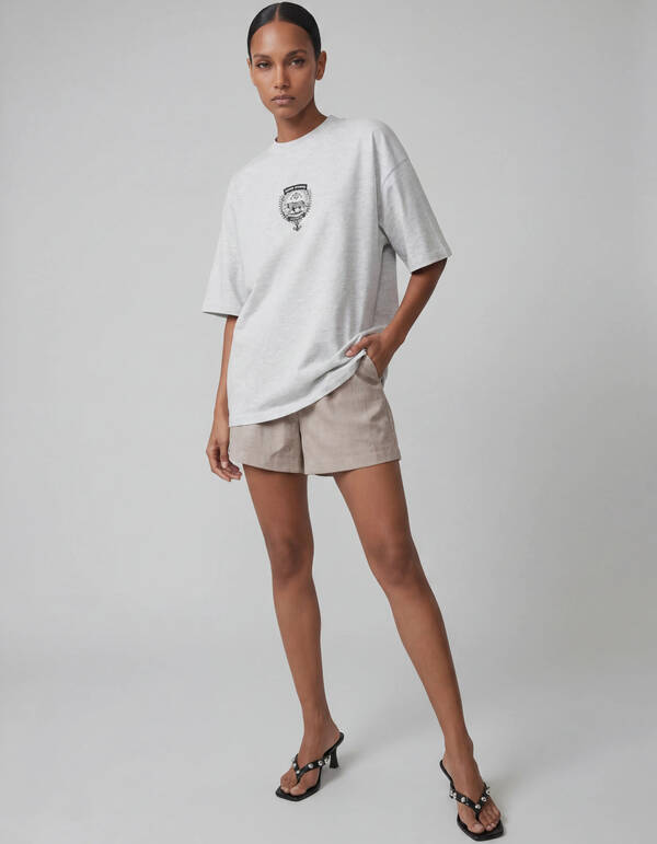 Grafik-Kunst T-Shirt Hellgrau SHOEBY WOMEN