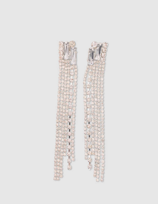 Lange Strass-Ohrringe aus Silber SHOEBY ACCESSOIRES