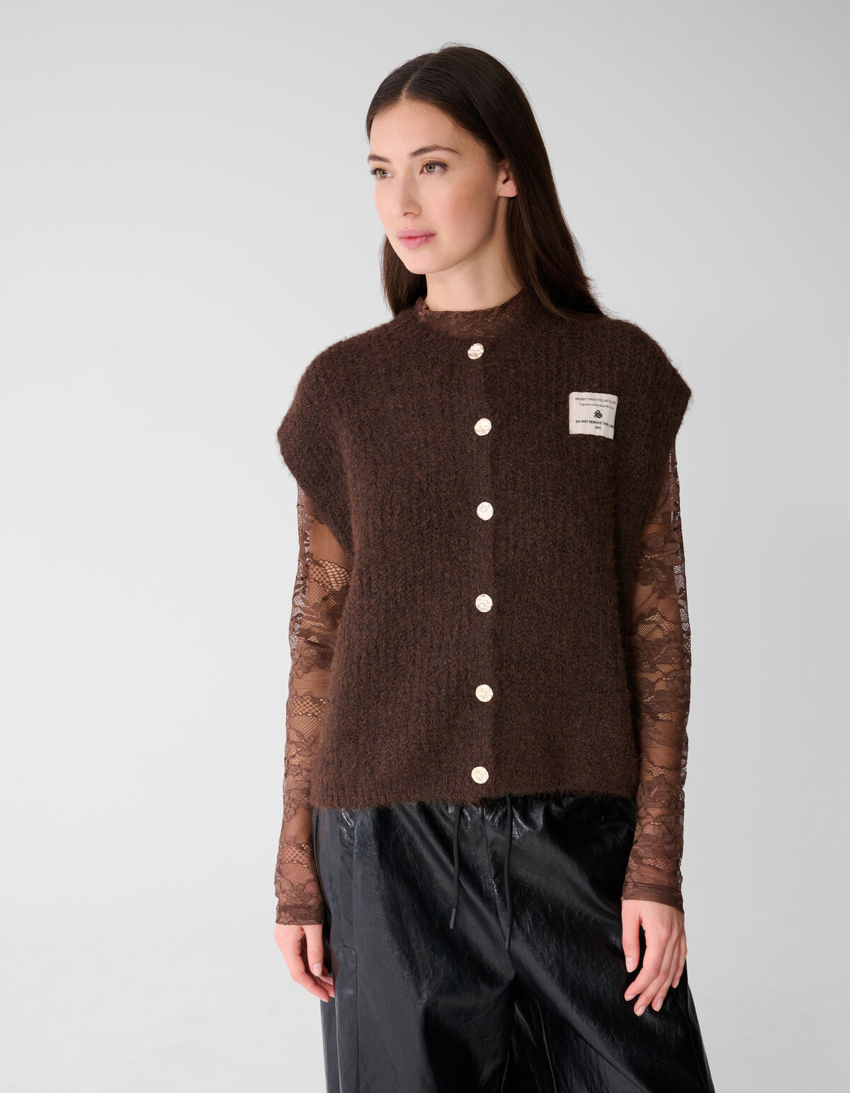 Hairy Button Gilet Dunkelbraun SHOEBY WOMEN