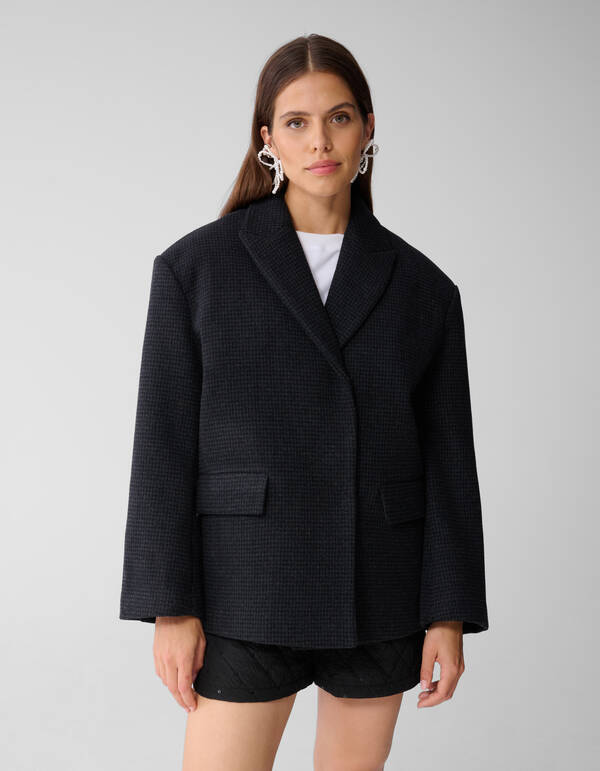 Wollen Cropped Jas Dunkelgrau SHOEBY WOMEN