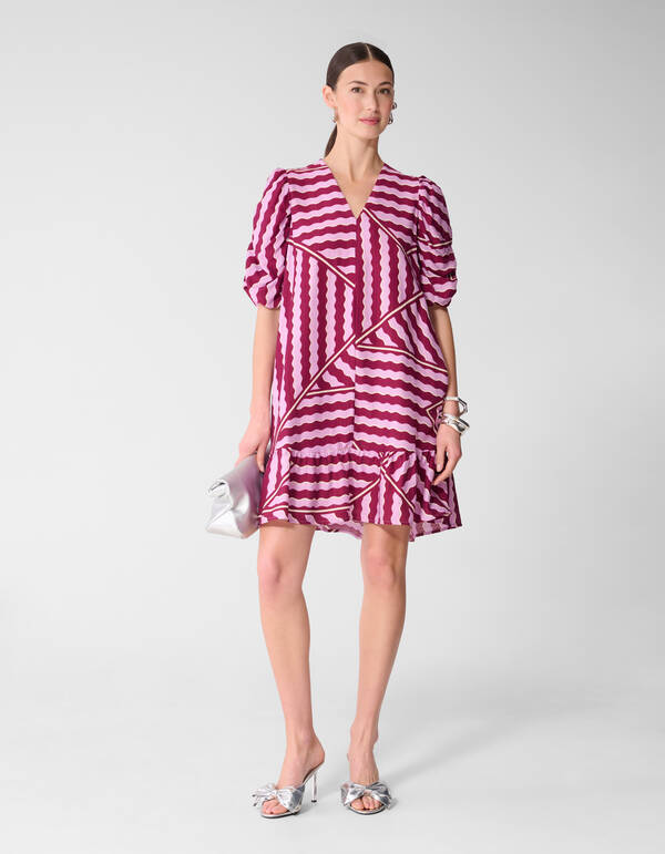 Mini-Kleid mit gewellten, bedruckten Puff&auml;rmeln in SHOEBY WOMEN