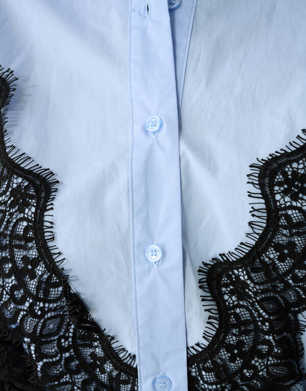 &Uuml;bergro&szlig;e Spitzenbluse Blau SHOEBY WOMEN