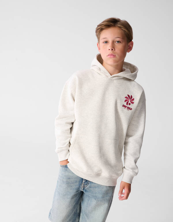 Oversized Fit Bold Artwork Hoodie Lichtgrijs SHOEBY BOYS