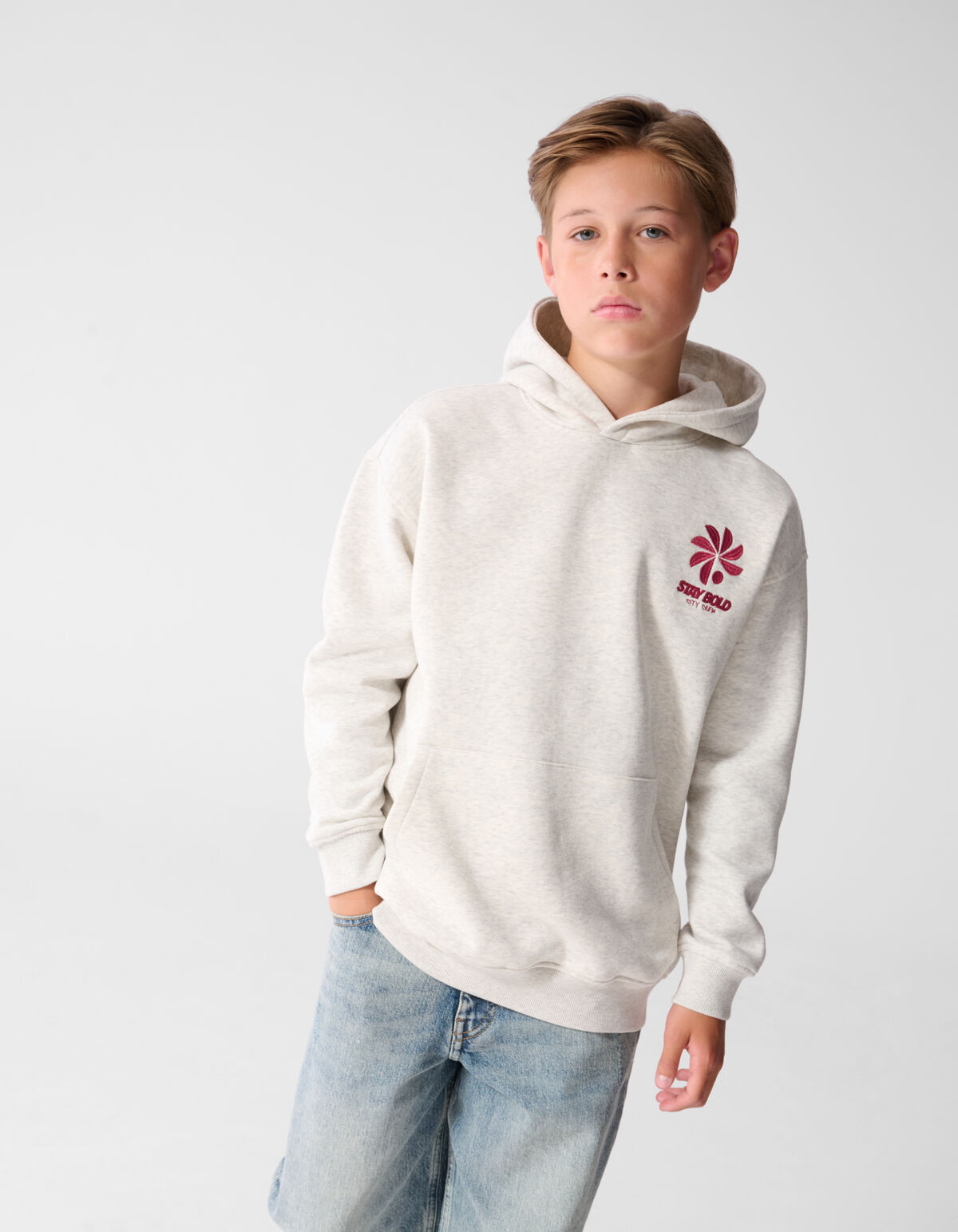 Oversized Fit Bold Artwork Hoodie Lichtgrijs SHOEBY BOYS