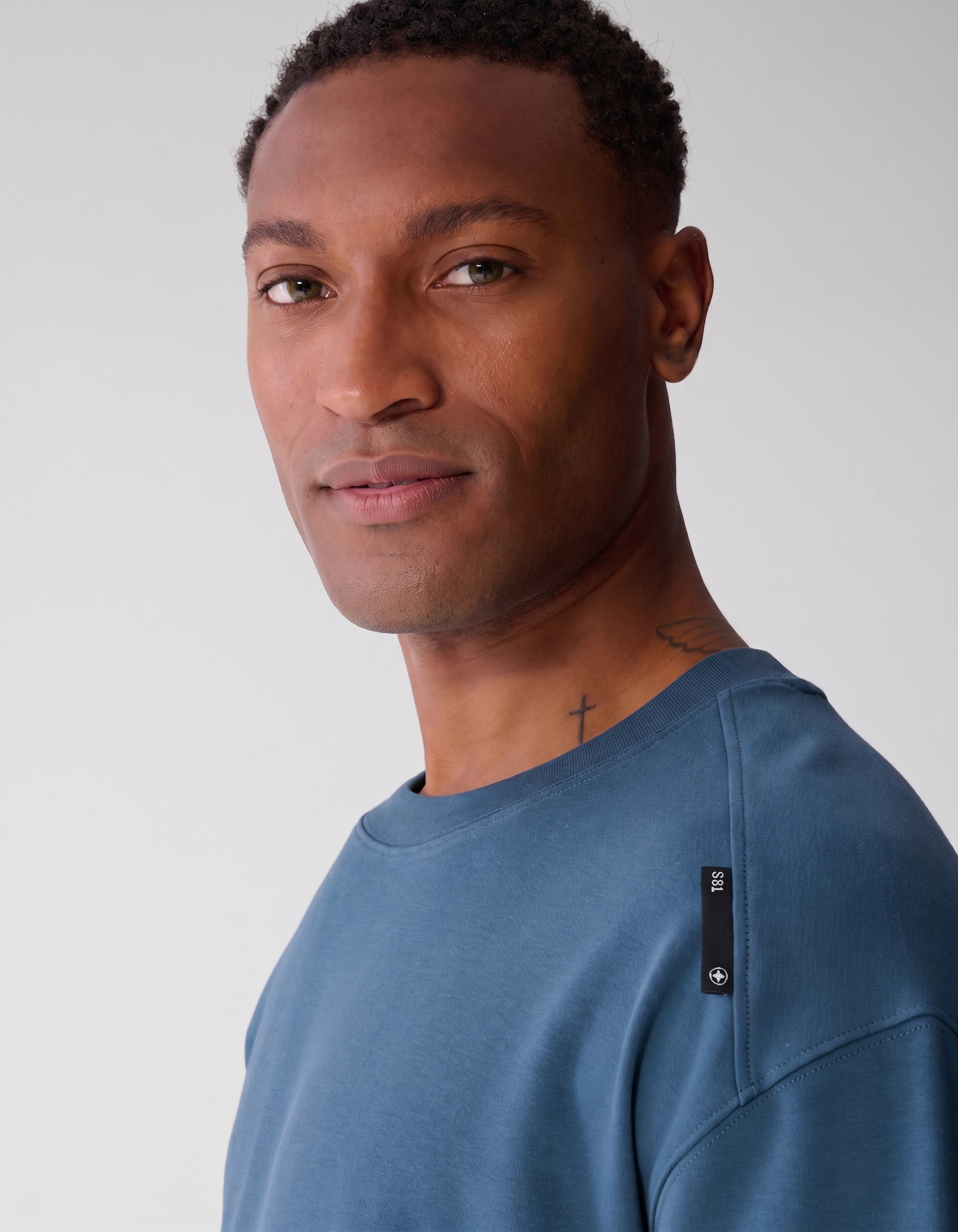 Basic-Label-T-Shirt Blau SHOEBY MEN
