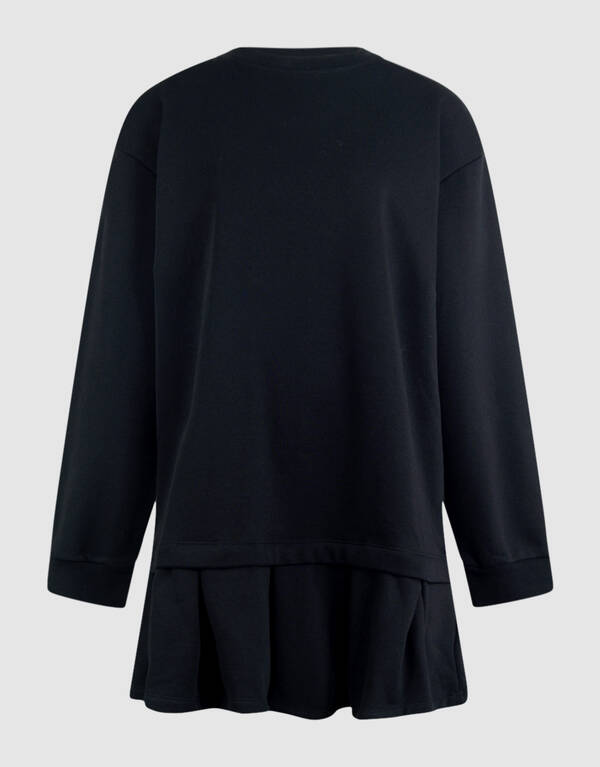Oversized Sweatshirt-Kleid mit R&uuml;schen Schwarz SHOEBY WOMEN