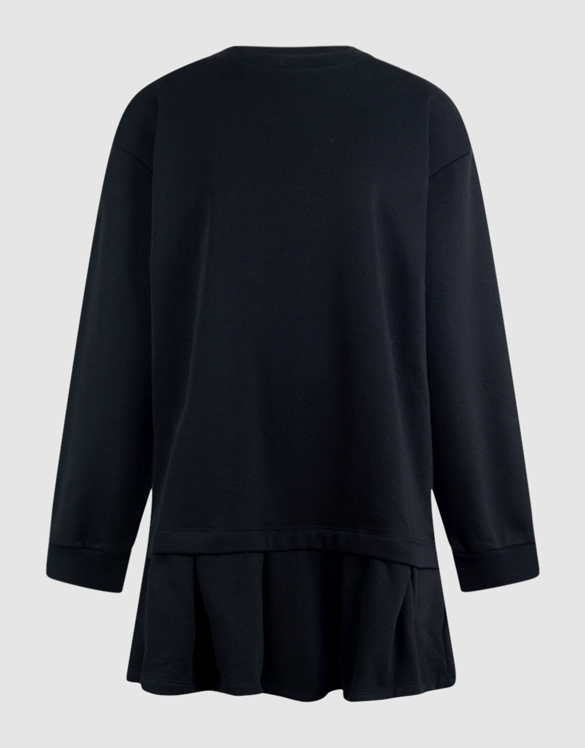 Oversized Sweatshirt-Kleid mit R&uuml;schen Schwarz SHOEBY WOMEN
