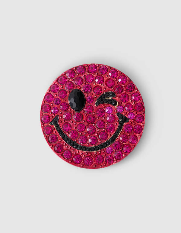 Smiley-Brosche, dunkelrosa, von Fred SHOEBY ACCESSOIRES