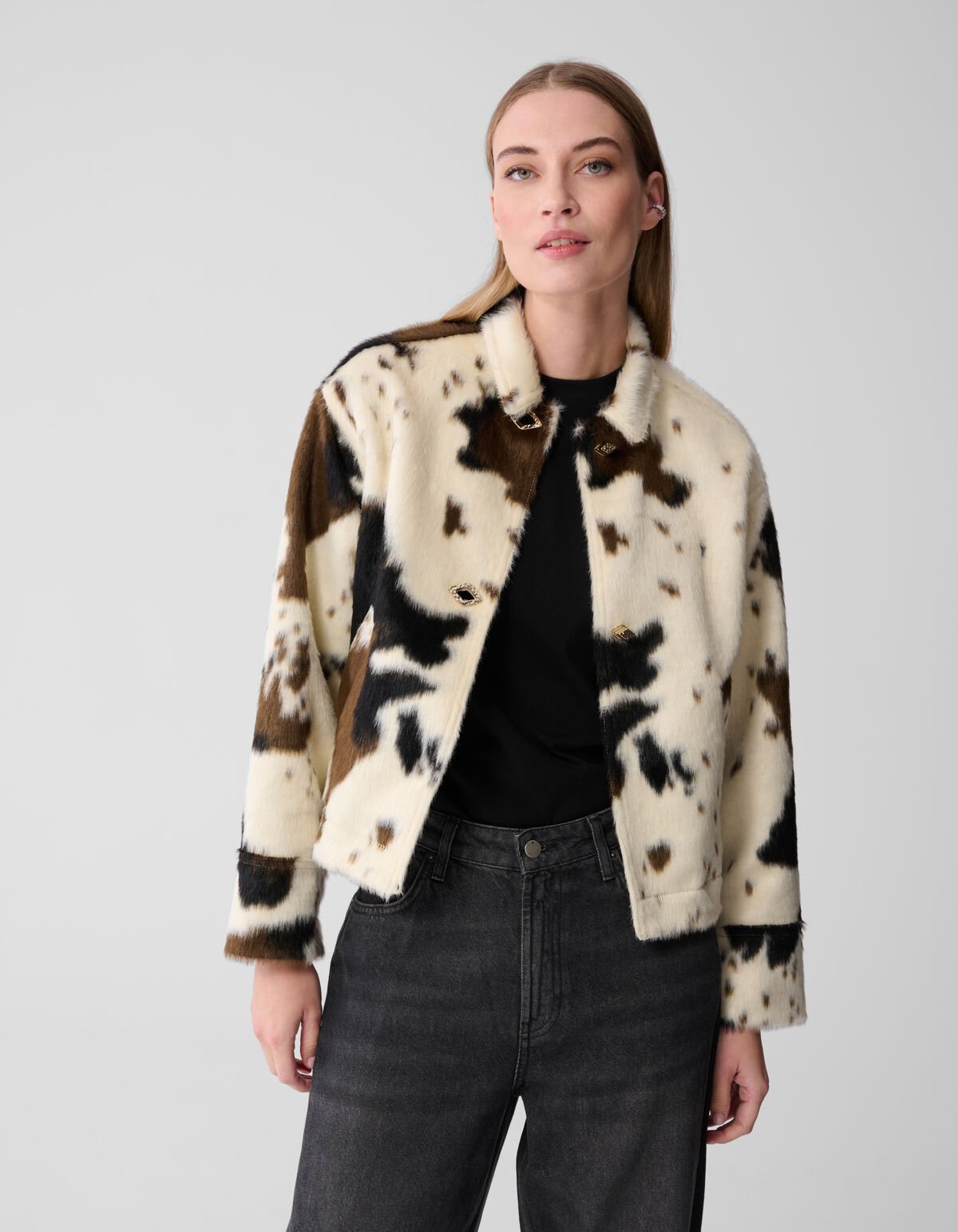 Jacke mit Kuhmuster, Off-White SHOEBY WOMEN