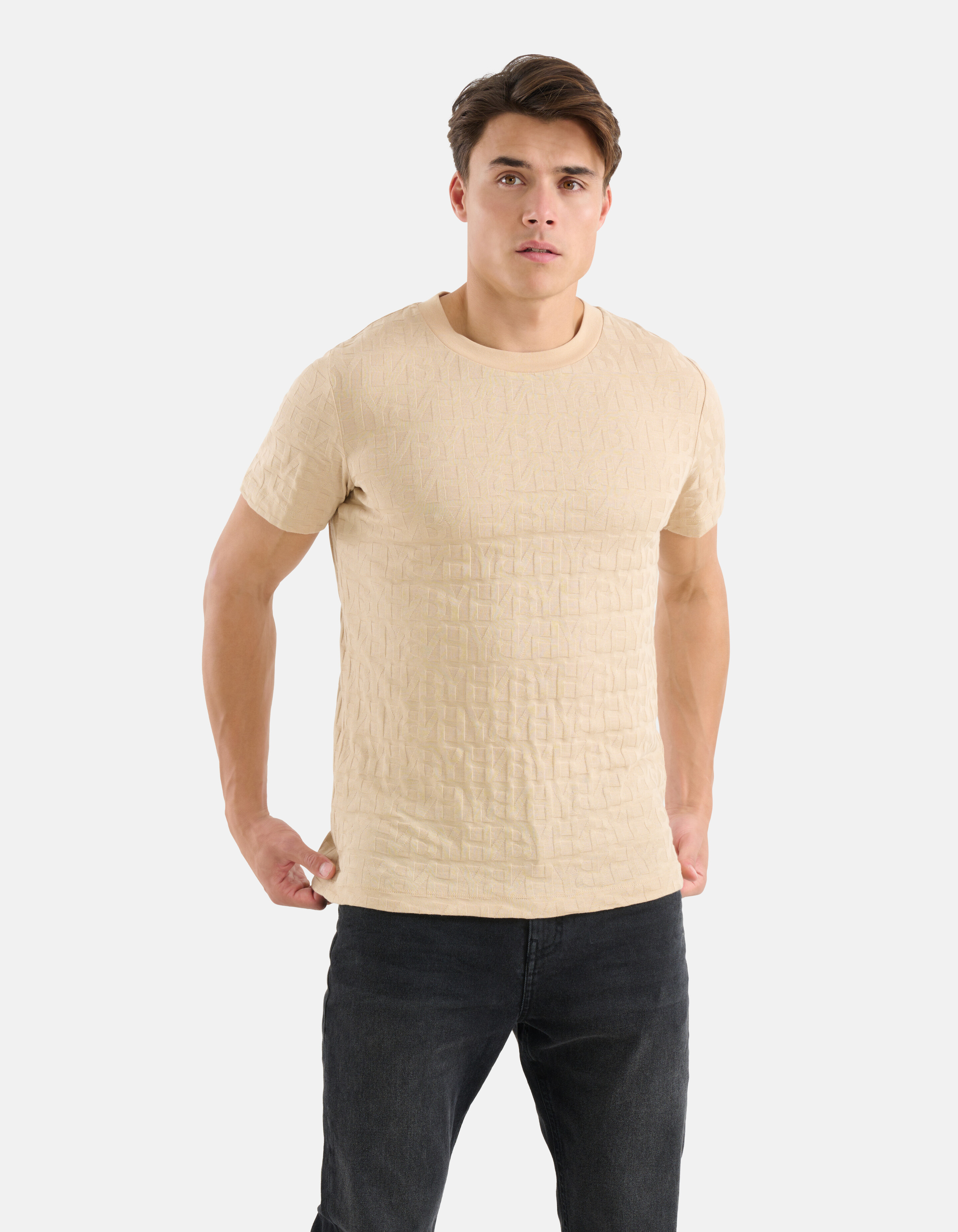 Structuur T-shirt Beige SHOEBY MEN