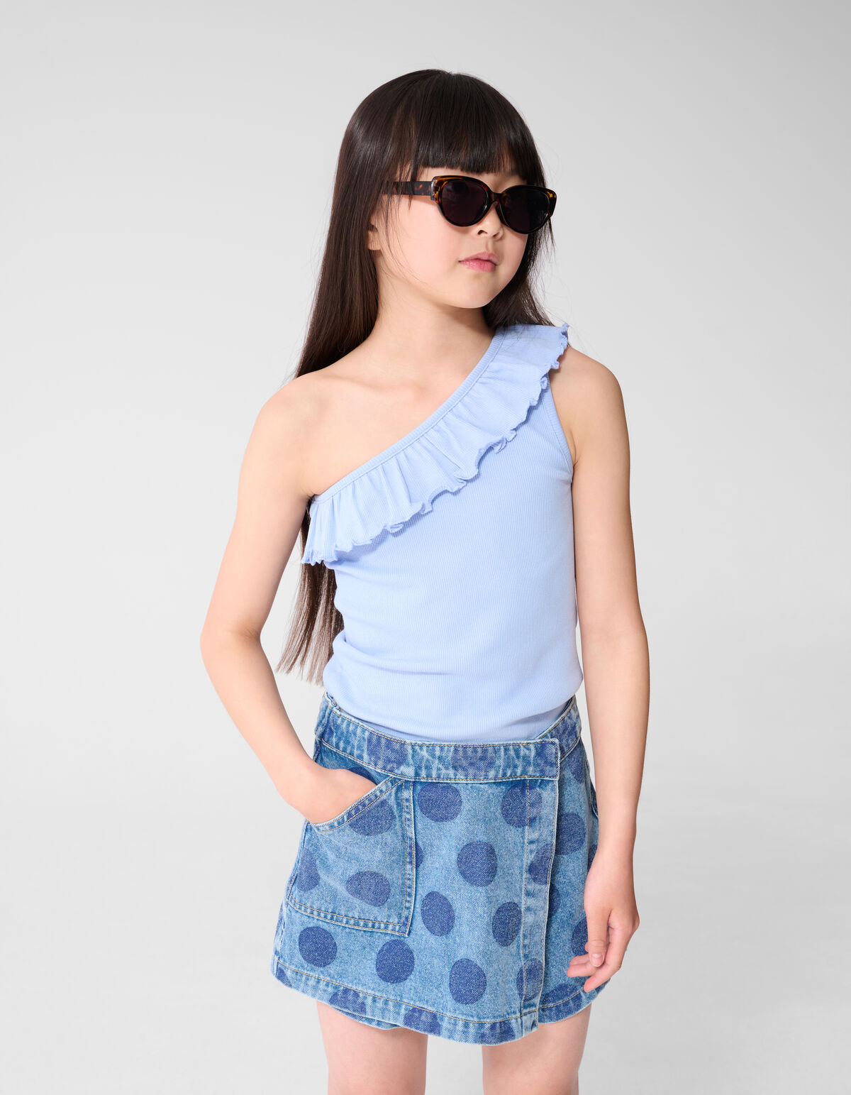Ein-Schulter-Rippenoberteil Blau SHOEBY GIRLS