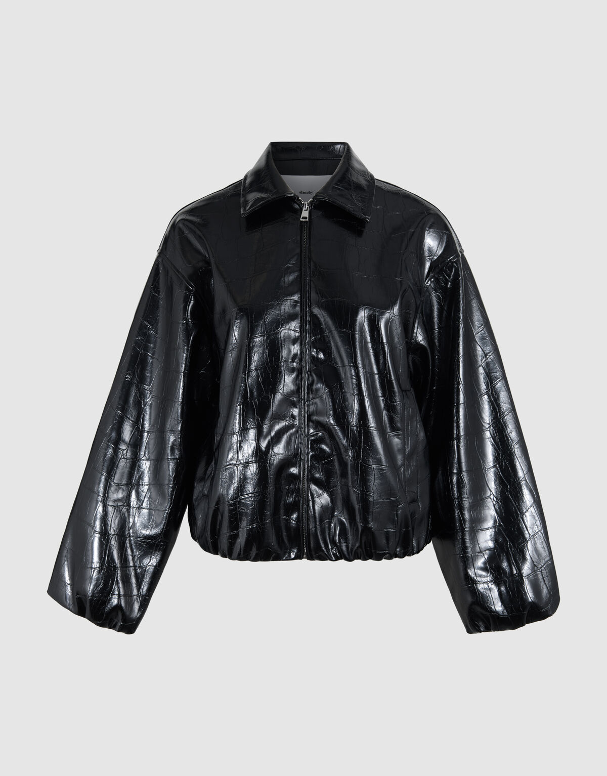Oversized Croco Bomber Jacke Schwarz SHOEBY WOMEN