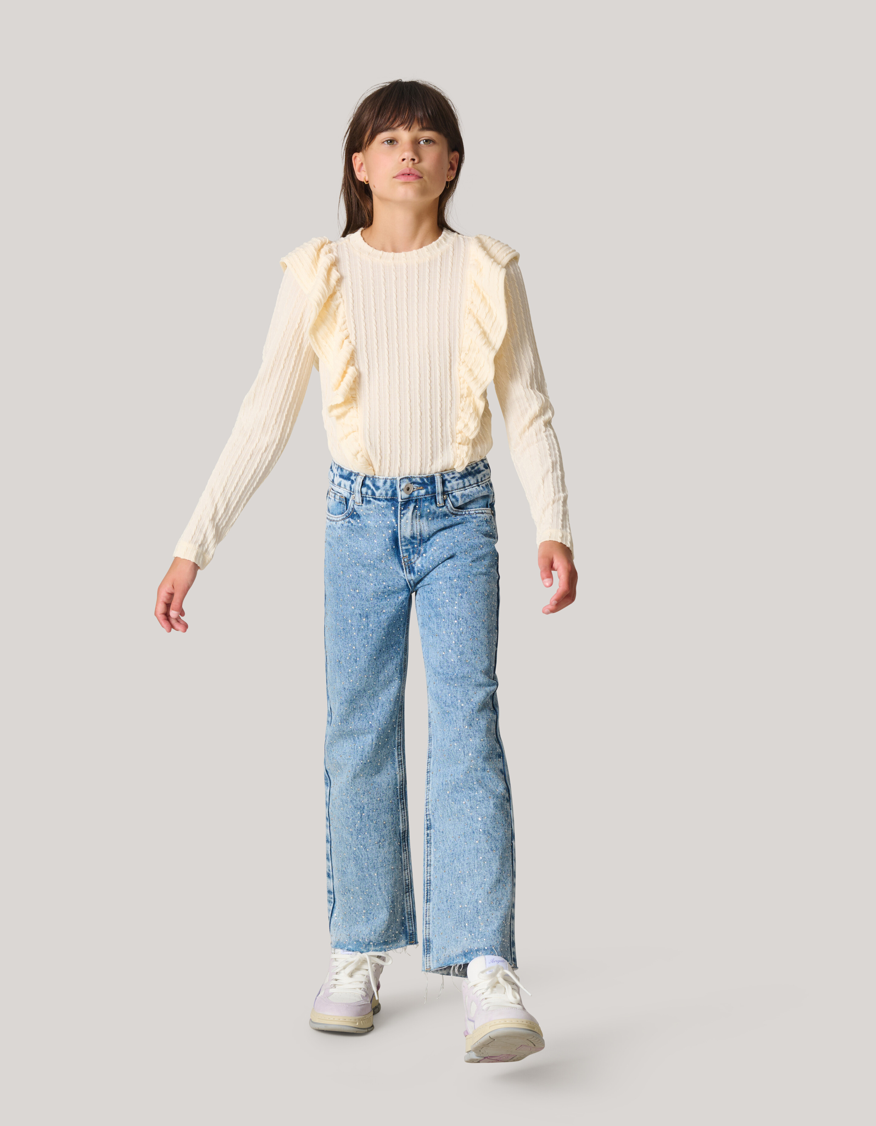 Wide Leg Jeans mit Strasssteinen Mediumstone SHOEBY GIRLS