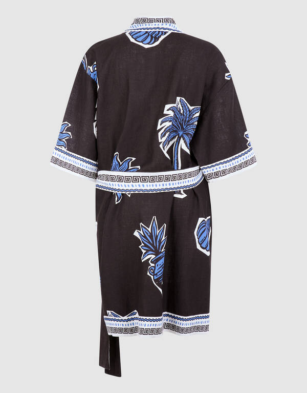 Palmendruck Kimono Kleid Braun SHOEBY WOMEN