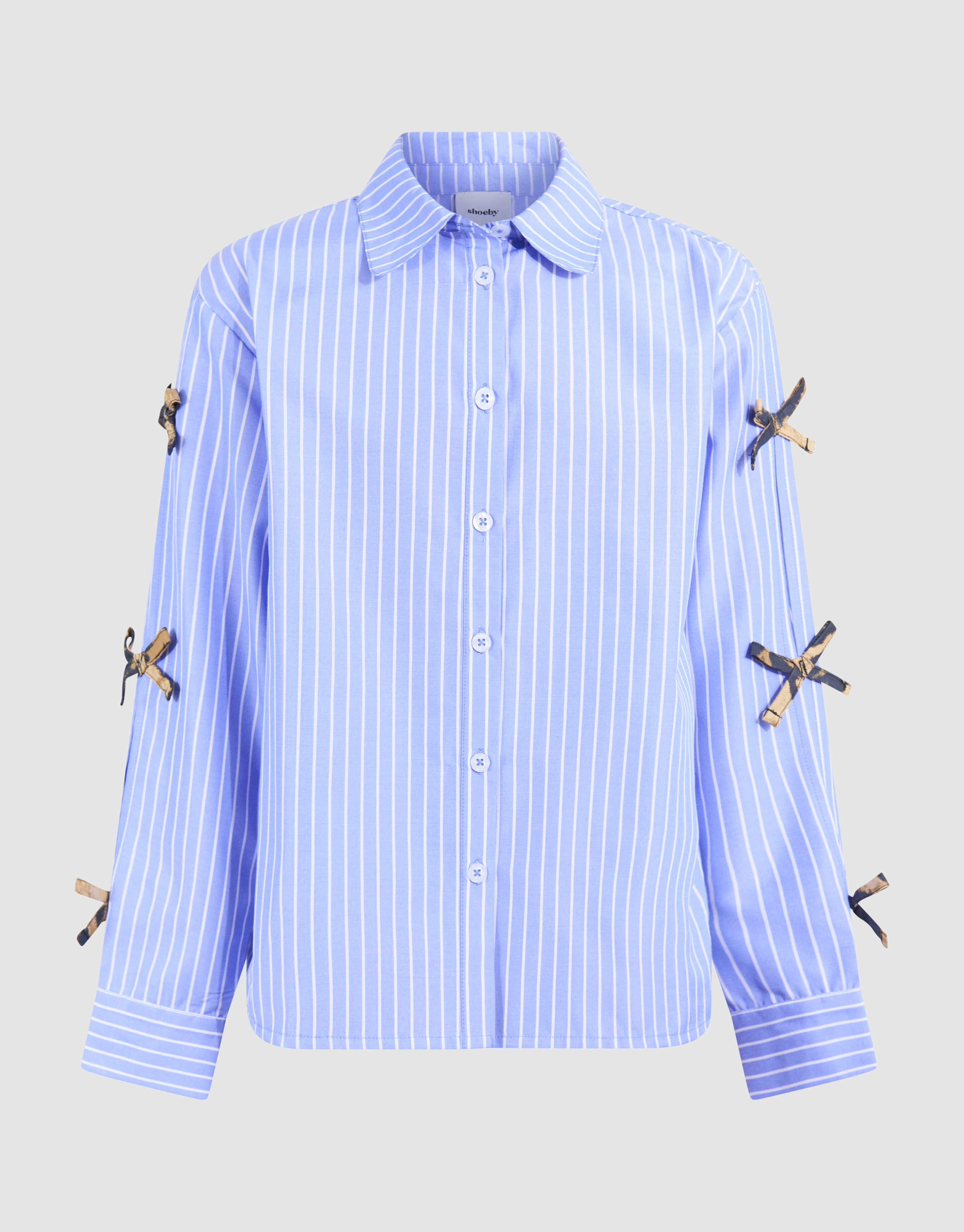 Gestreifte Bluse mit Schleife Blau SHOEBY GIRLS