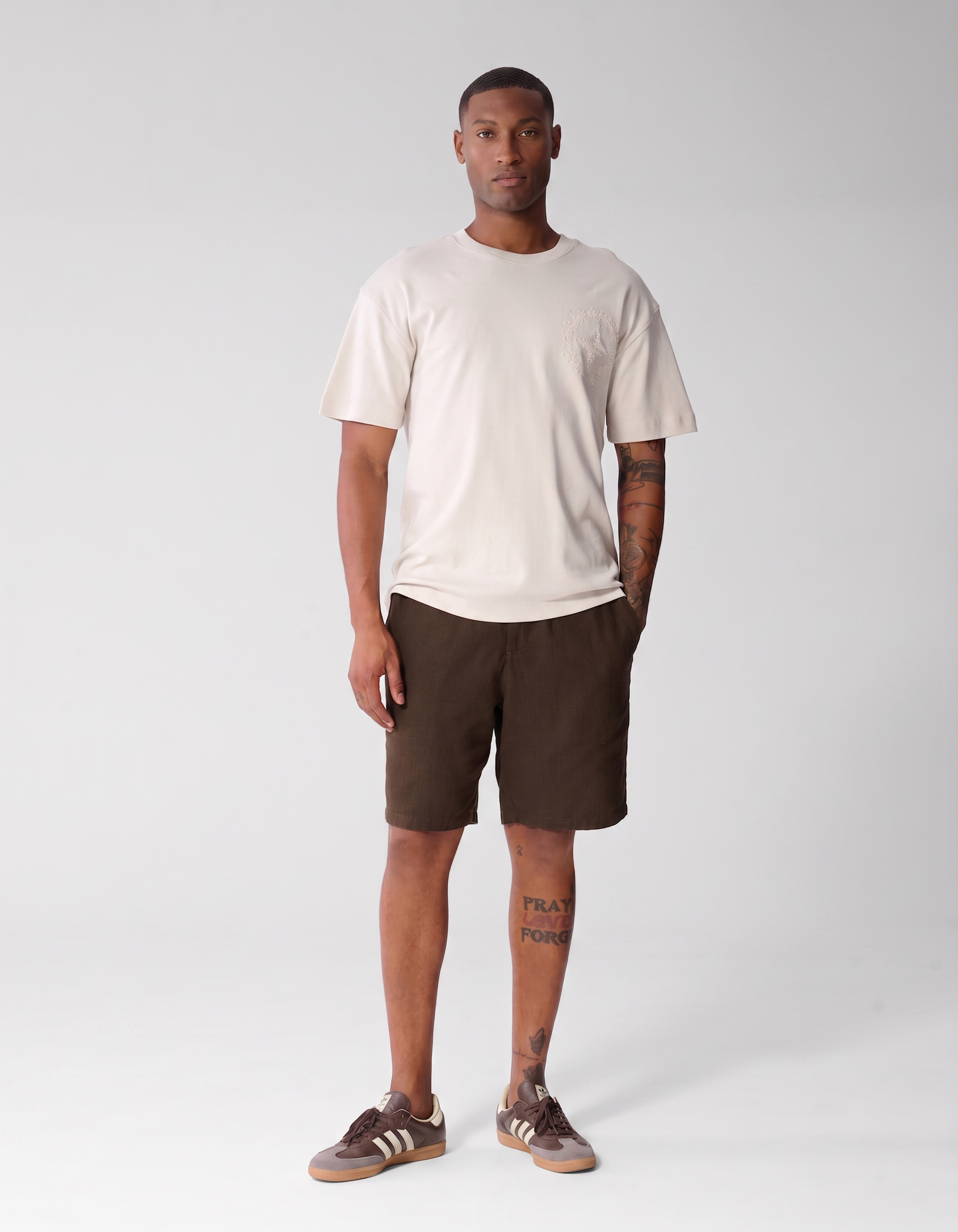 Besticktes Logo-T-Shirt Beige SHOEBY MEN