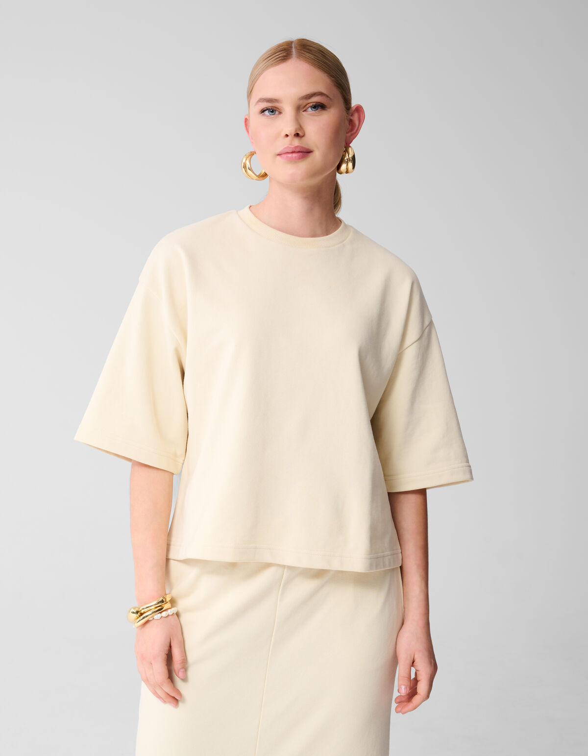 Sweat-T-Shirt in &Uuml;bergr&ouml;&szlig;e Off White SHOEBY WOMEN