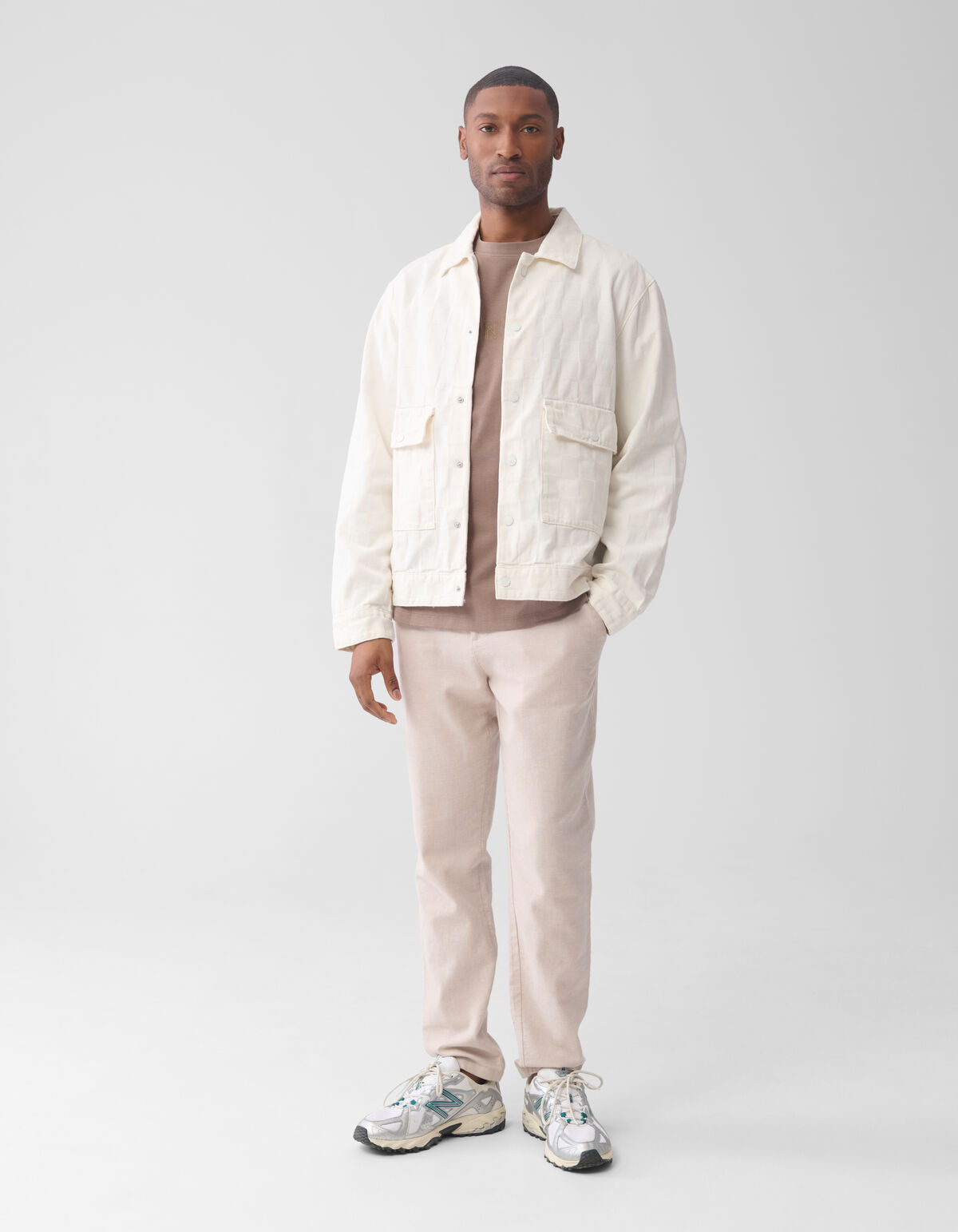 Block Jacquard Jacke Off White SHOEBY MEN