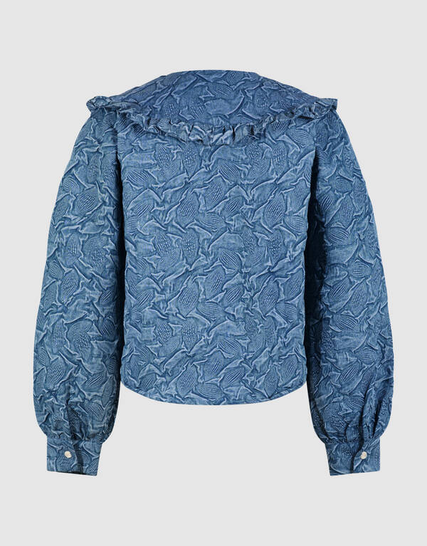 Jeansbluse mit gro&szlig;em Kragen, Blau SHOEBY WOMEN