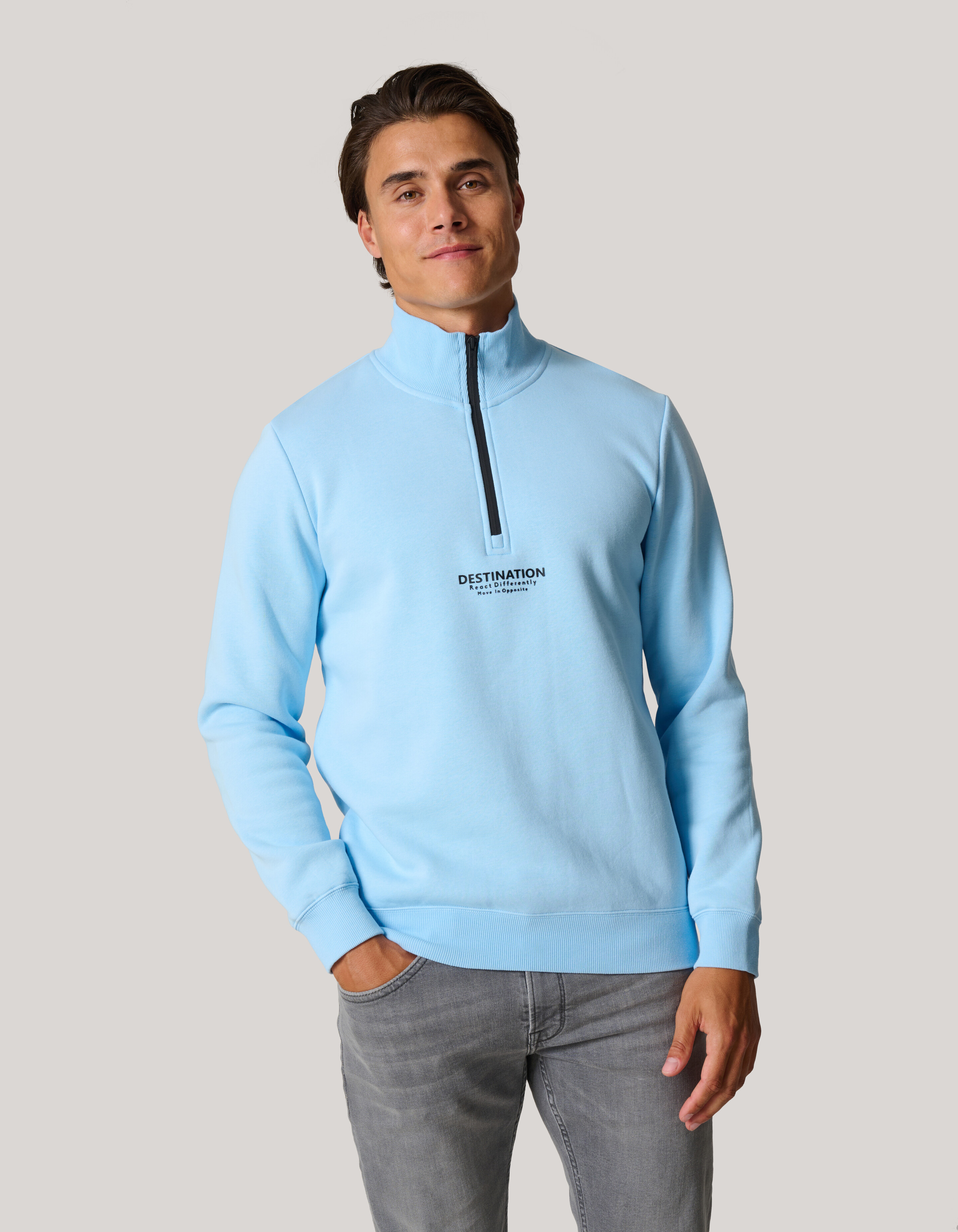 Zipper Pullover Hellblau SHOEBY MEN