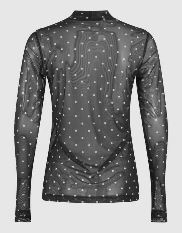 Mesh Polkadot Longsleeve Top Schwarz SHOEBY WOMEN