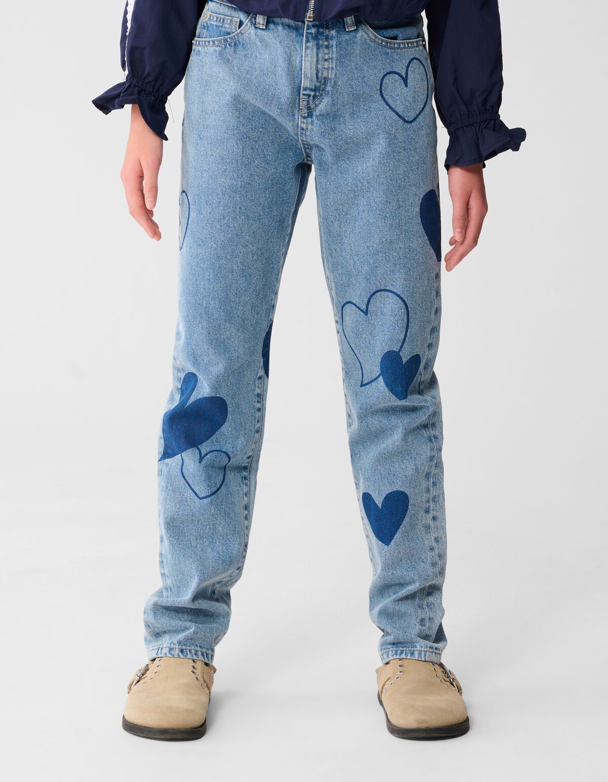 Bedruckte Heart Mom Fit Jeans Blau SHOEBY GIRLS