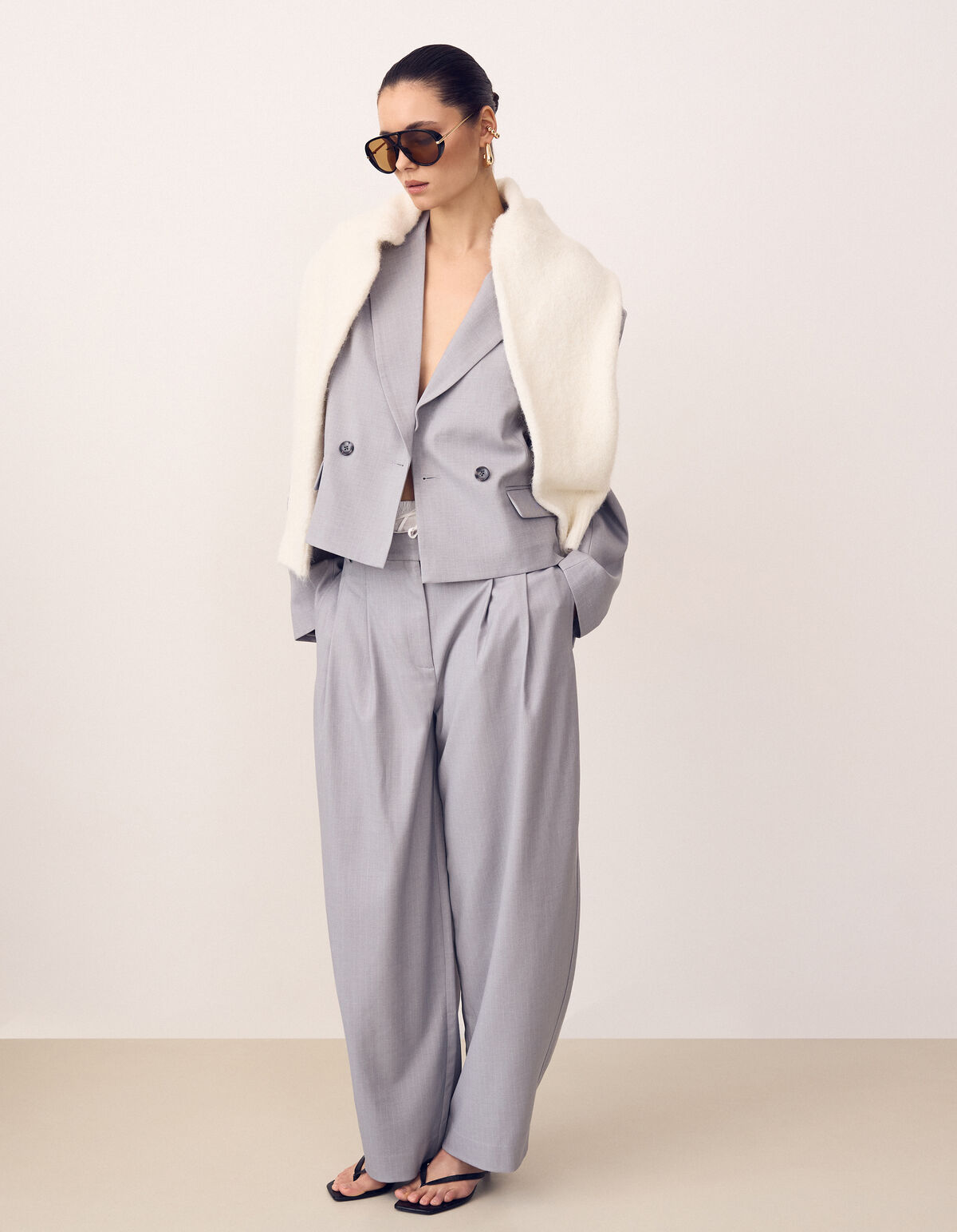 Pinstripe Barrel Fit Hose Hellgrau SHOEBY WOMEN