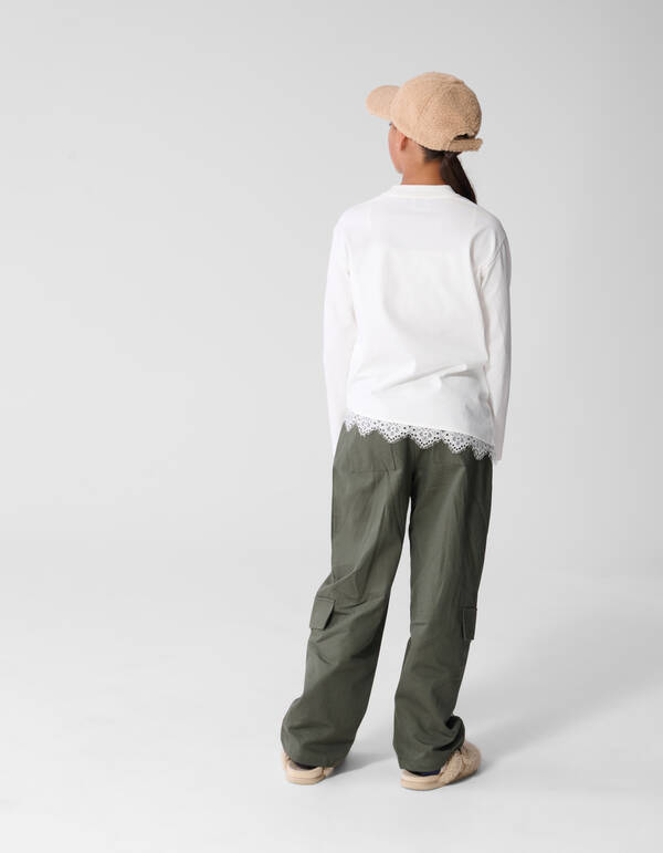 Asymmetrische Langarmshirt mit Spitze Wei&szlig; SHOEBY GIRLS