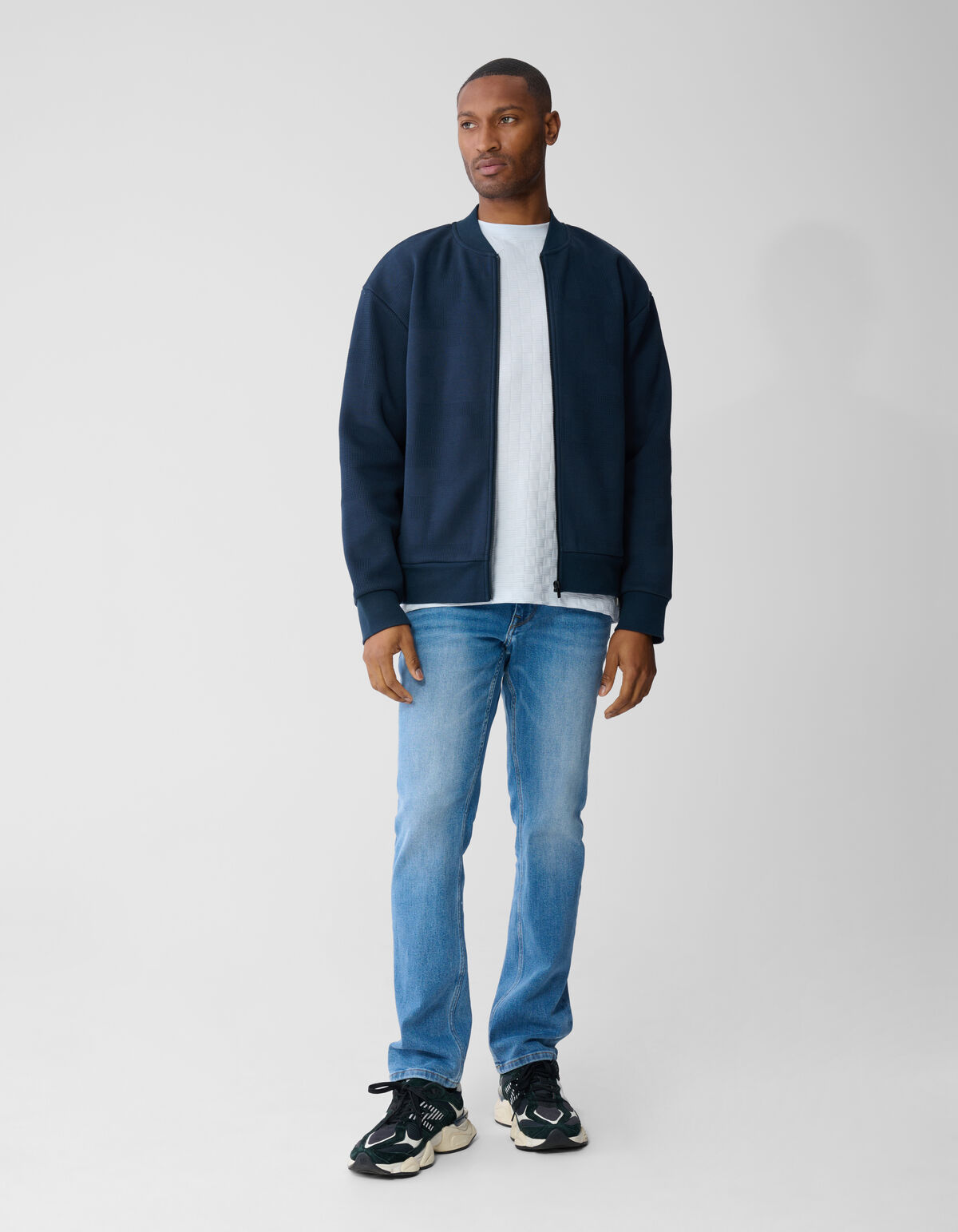 Bomberjacke mit Jacquardmuster Dunkelblau SHOEBY MEN