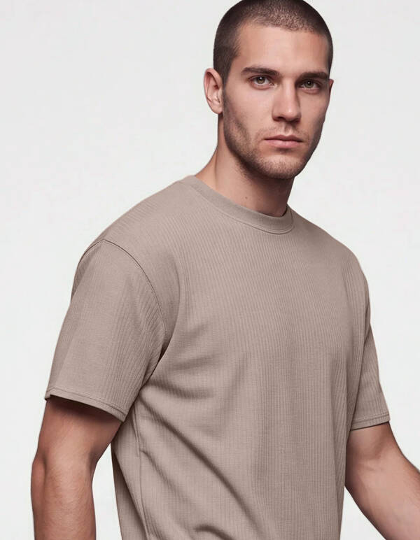 Gestreept Rib T-shirt Lichtgroen SHOEBY MEN