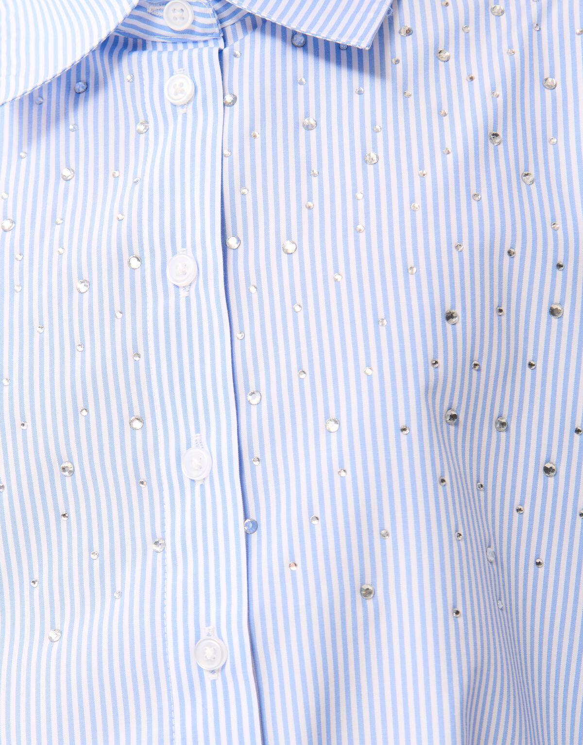 Gestreifte Strass Bluse Himmelblau SHOEBY GIRLS