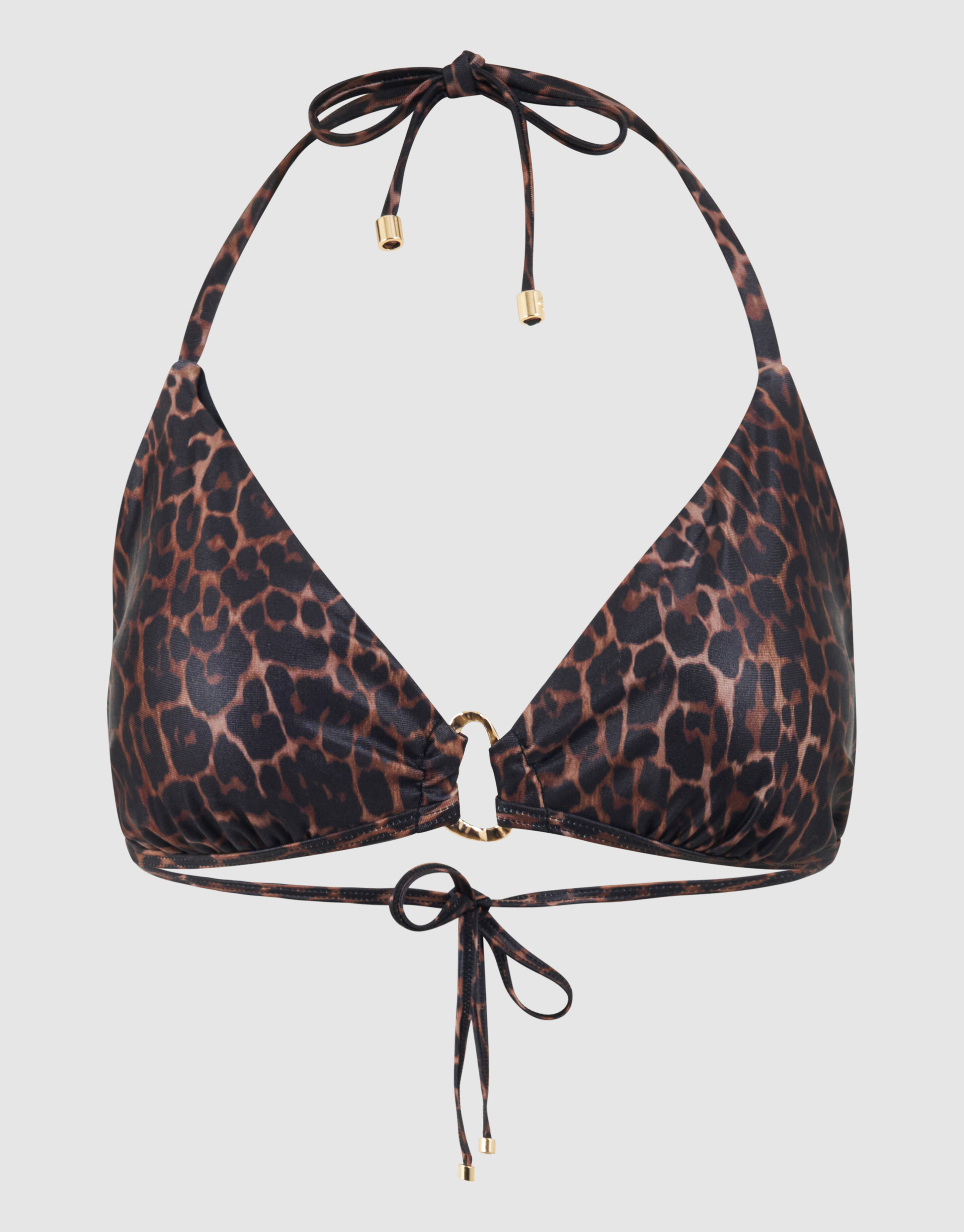 Organisches Leoparden-Bikinioberteil Dunkelbraun SHOEBY ACCESSOIRES
