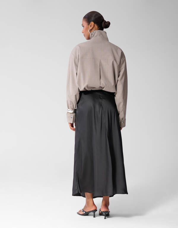 Satijnen Maxi Rok Zwart SHOEBY WOMEN