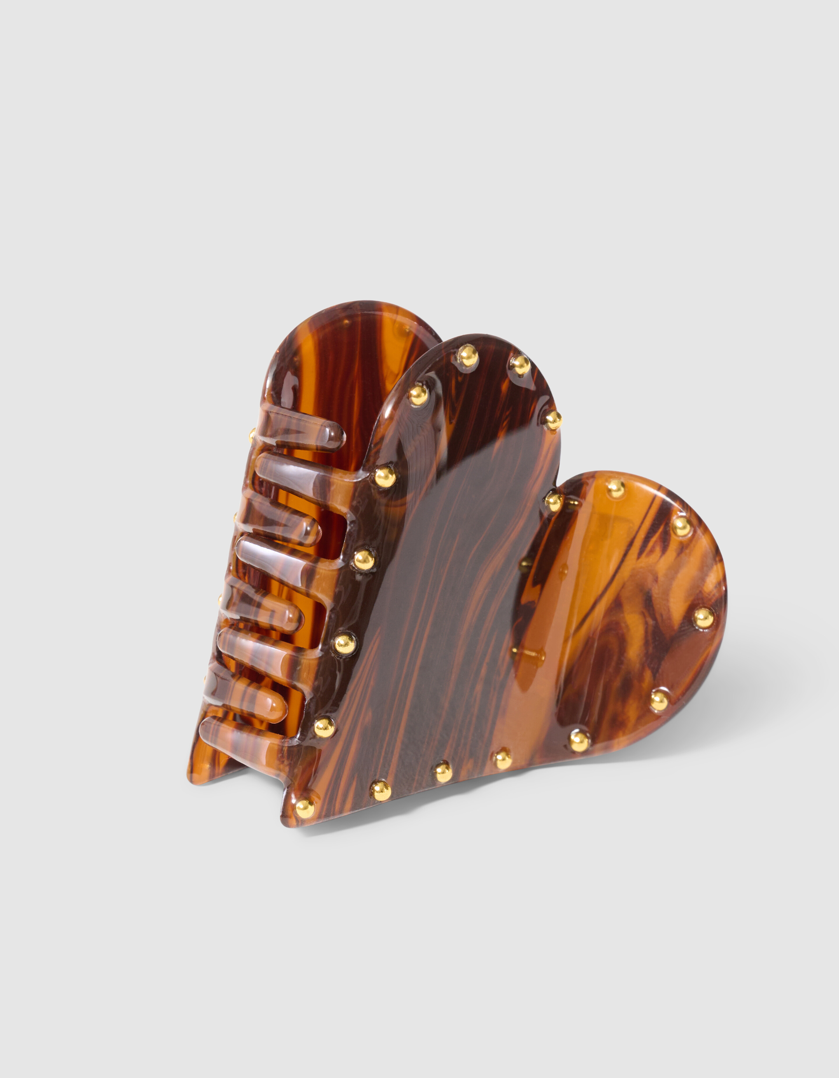 Studded Heart Haarclip Donkerbruin SHOEBY ACCESSOIRES