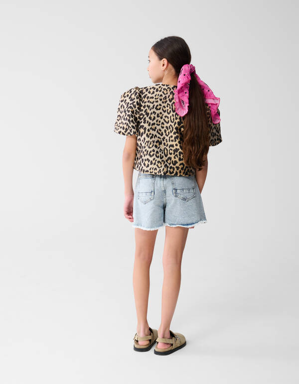 Leopard Puff&auml;rmel Blazer Hellbraun SHOEBY GIRLS