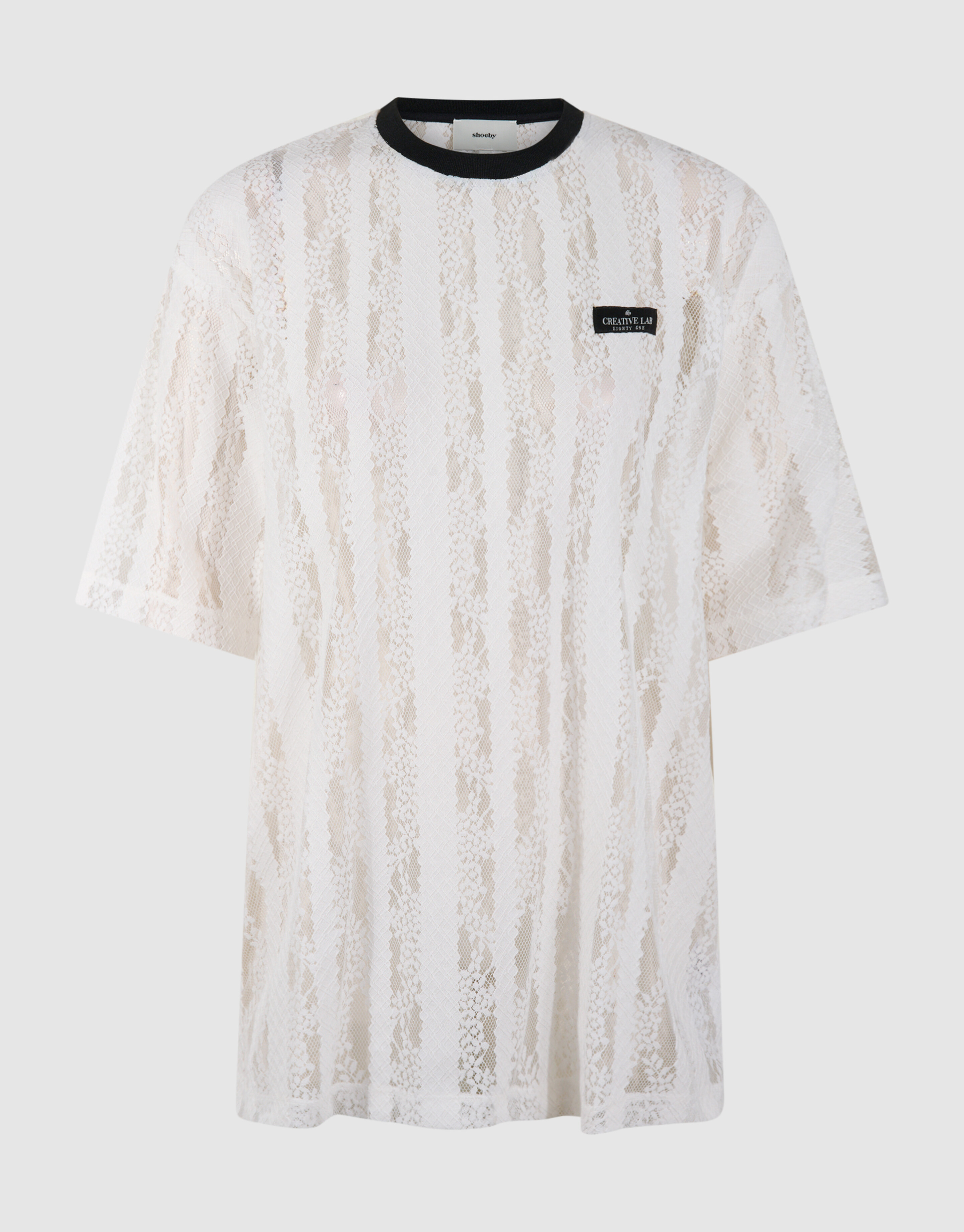 Oversized-T-Shirt mit Spitzenlabel Wei&szlig; SHOEBY WOMEN