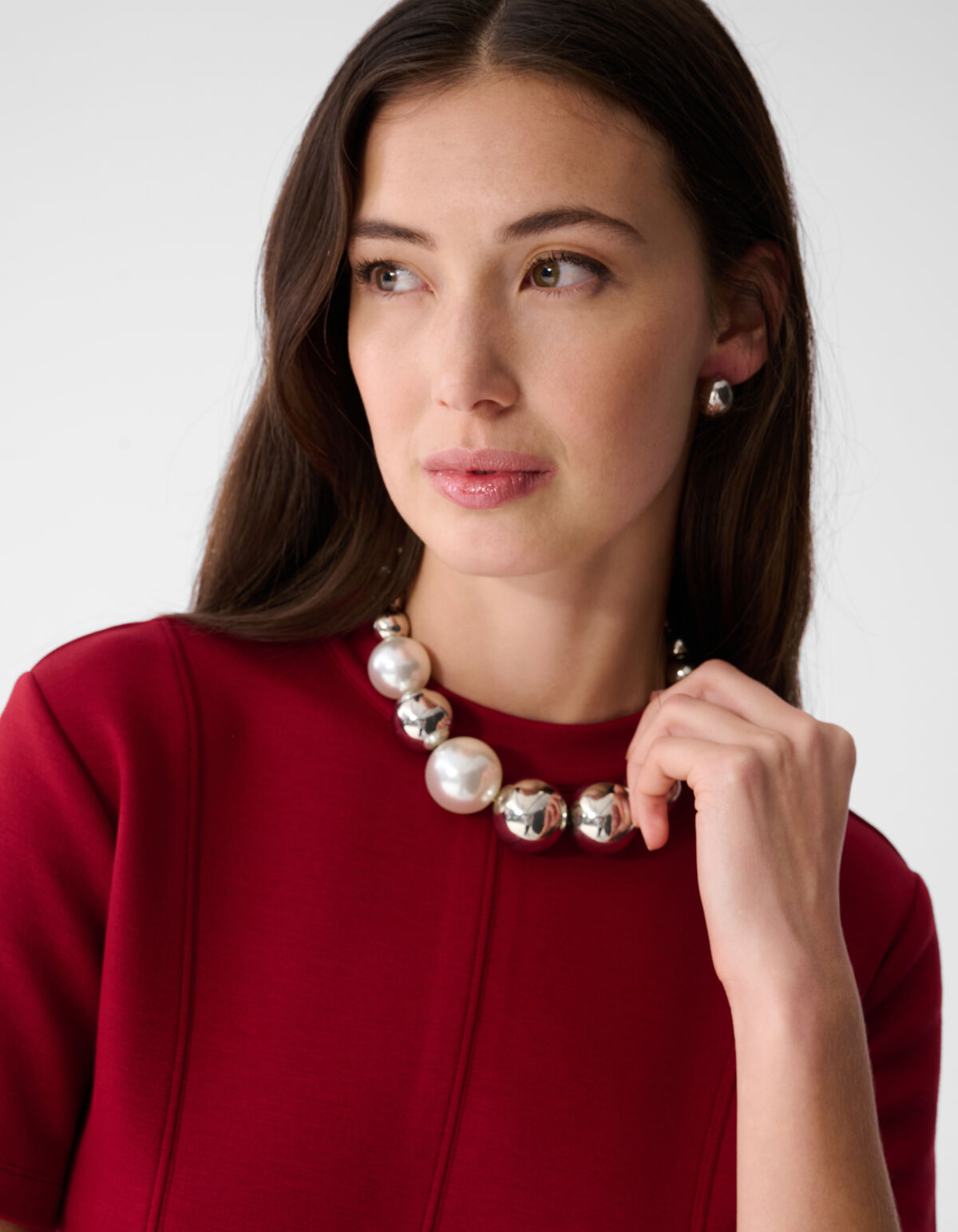 Tailliertes, kurzes T-Shirt Dunkelrot SHOEBY WOMEN