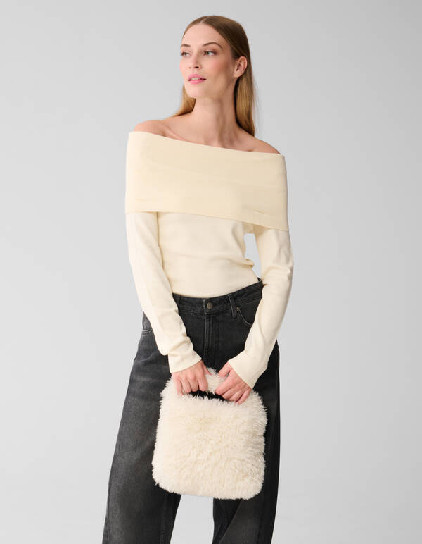 Fluffy Fur Tasche Gebrochenes Wei&szlig; SHOEBY ACCESSOIRES