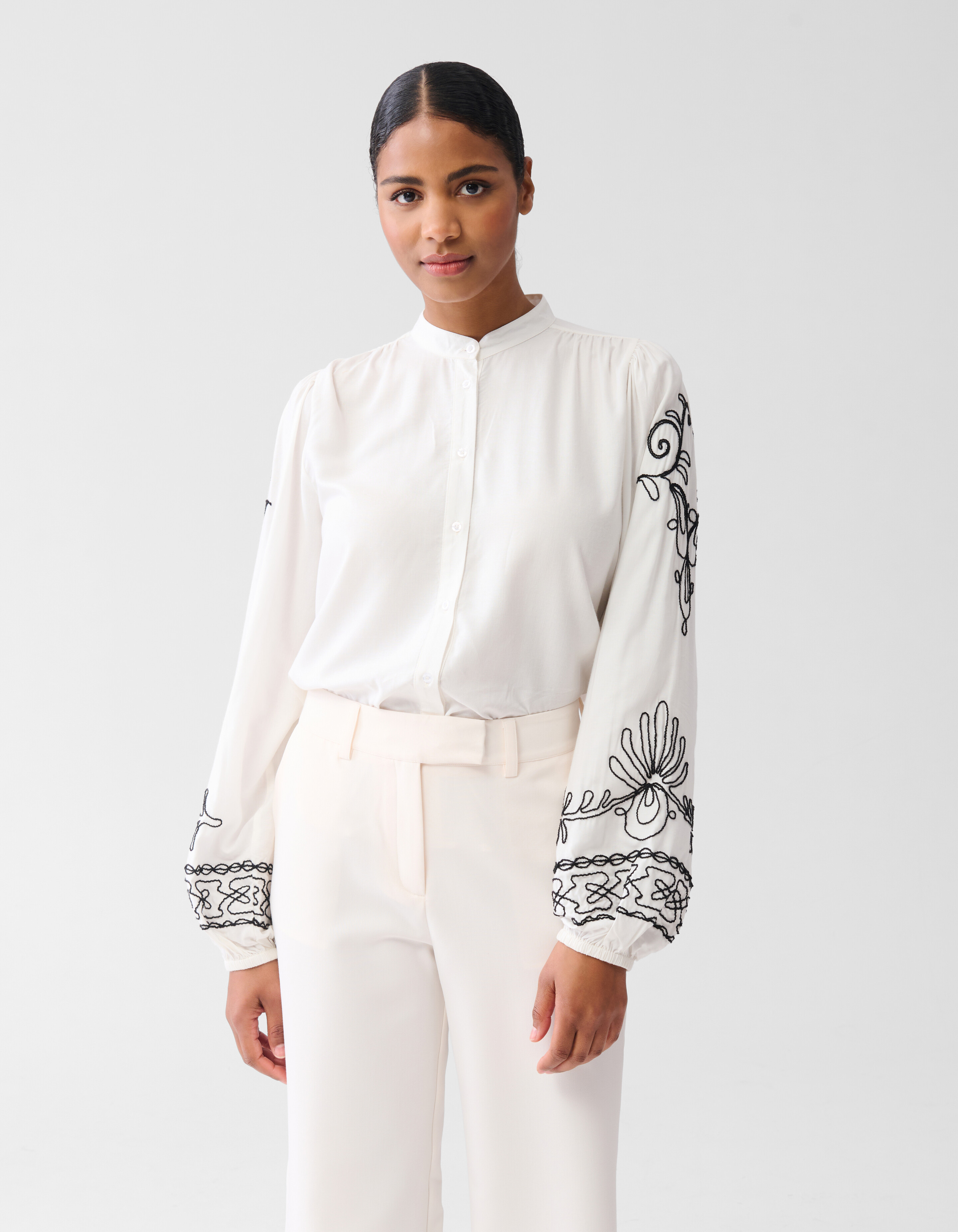 Cord-Stickerei Bluse Gebroken Wit By Fred SHOEBY WOMEN