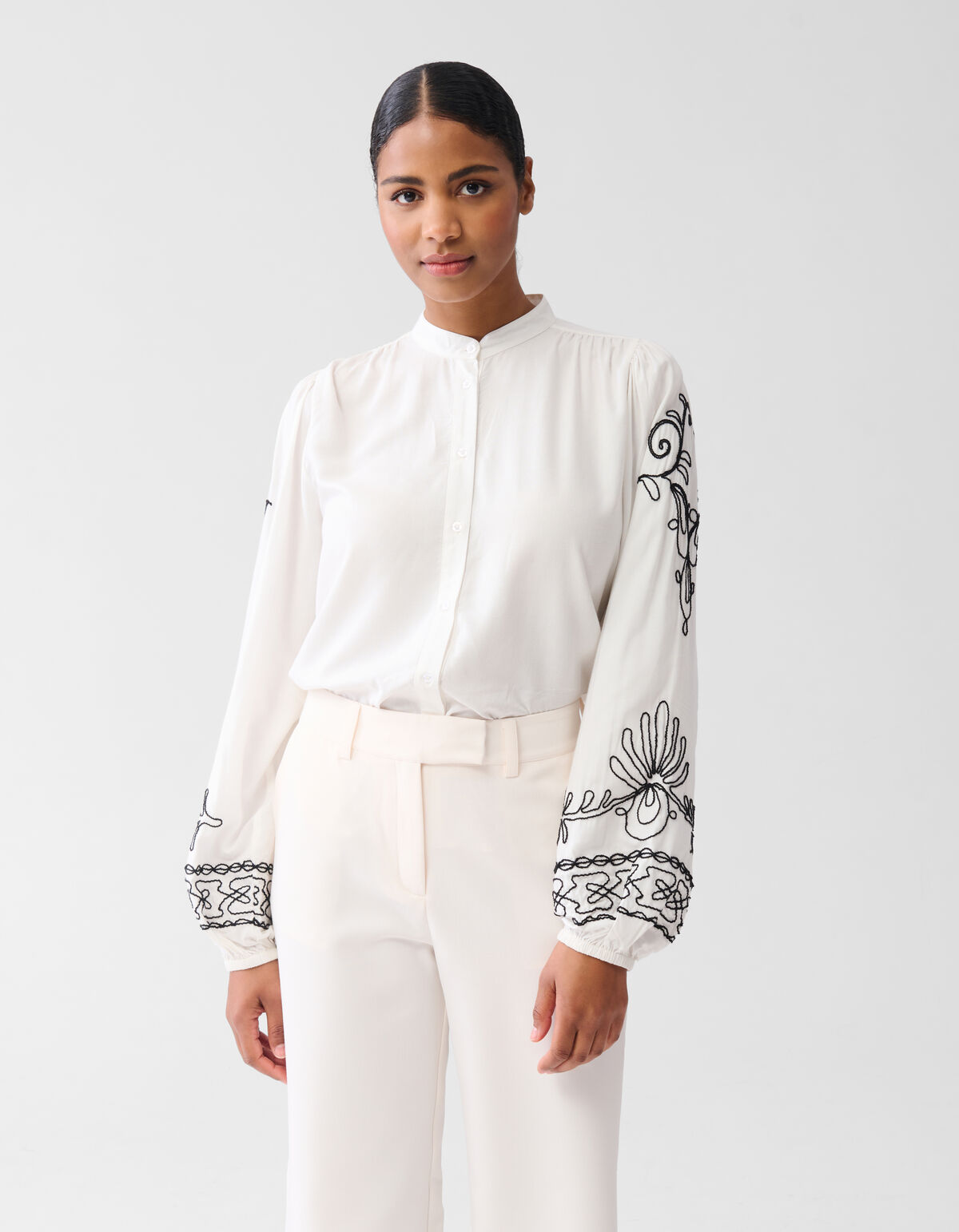 Cord-Stickerei Bluse Gebroken Wit By Fred SHOEBY WOMEN