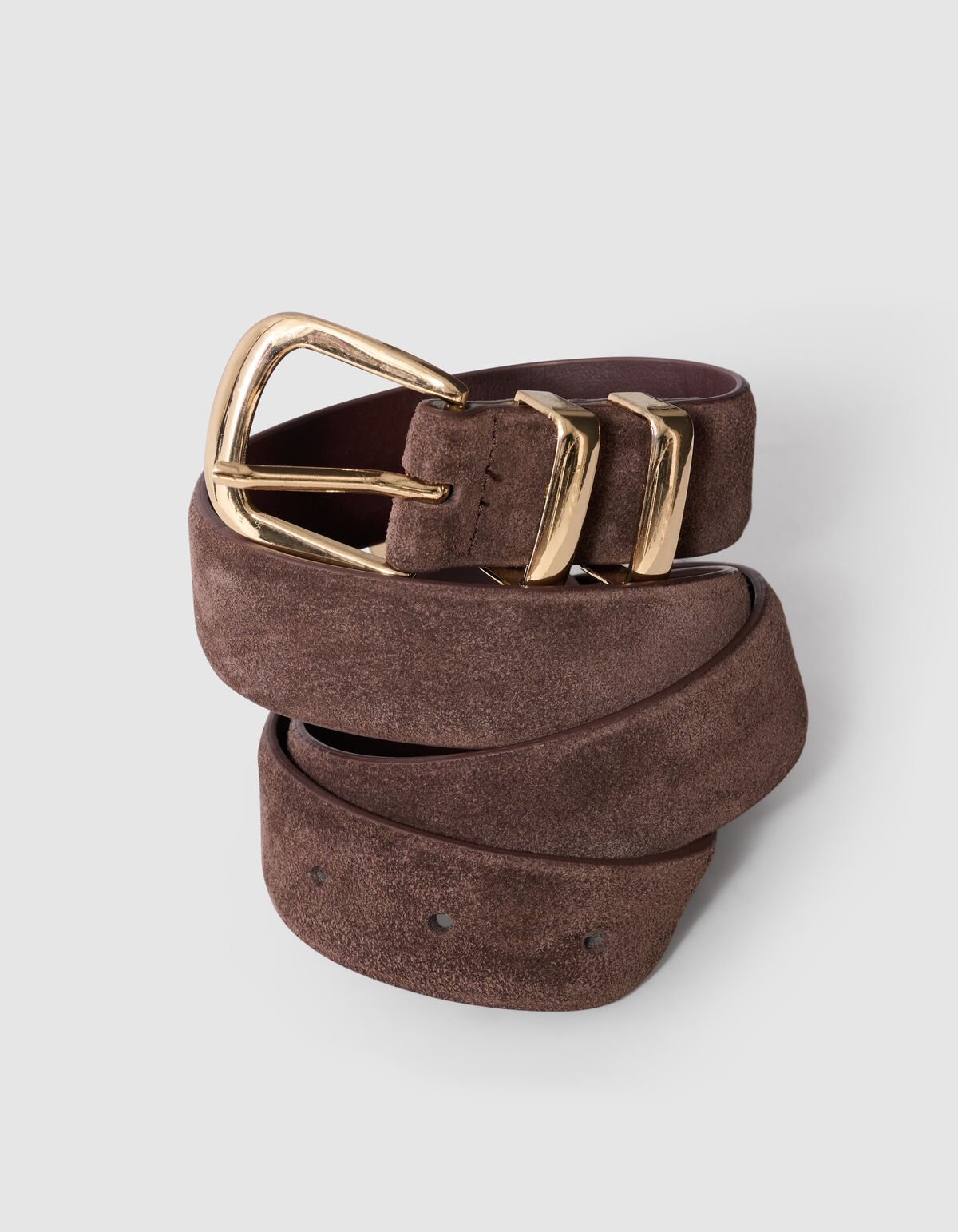 Doppelter Metall Wildlederg&uuml;rtel dunkelbraun SHOEBY ACCESSOIRES