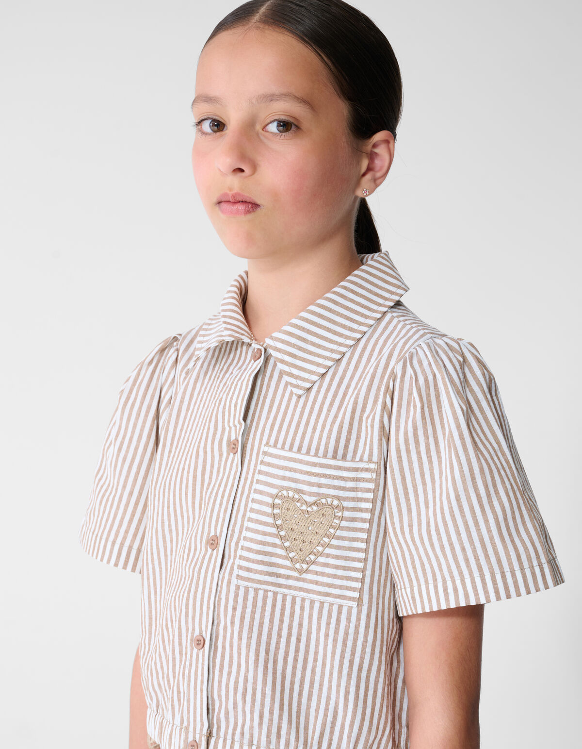 Nadelstreifenstickerei-Bluse Braun SHOEBY GIRLS