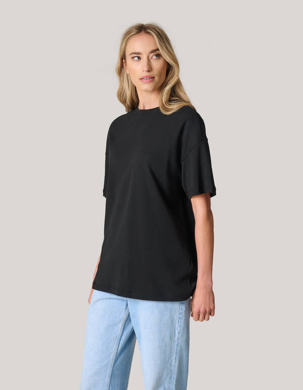 Basic-T-Shirt in &Uuml;bergr&ouml;&szlig;e Schwarz SHOEBY WOMEN