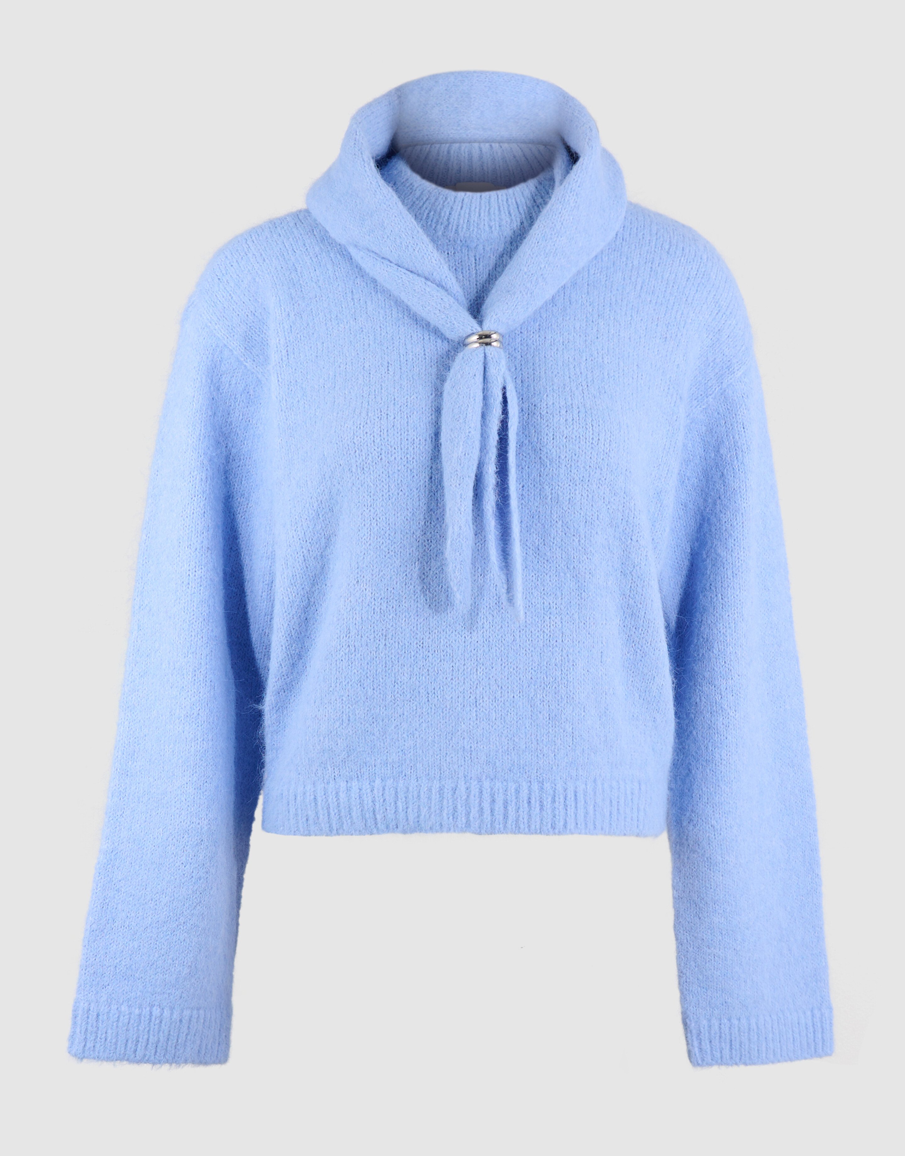 Fluffy Scarf Strickpullover Blau SHOEBY WOMEN