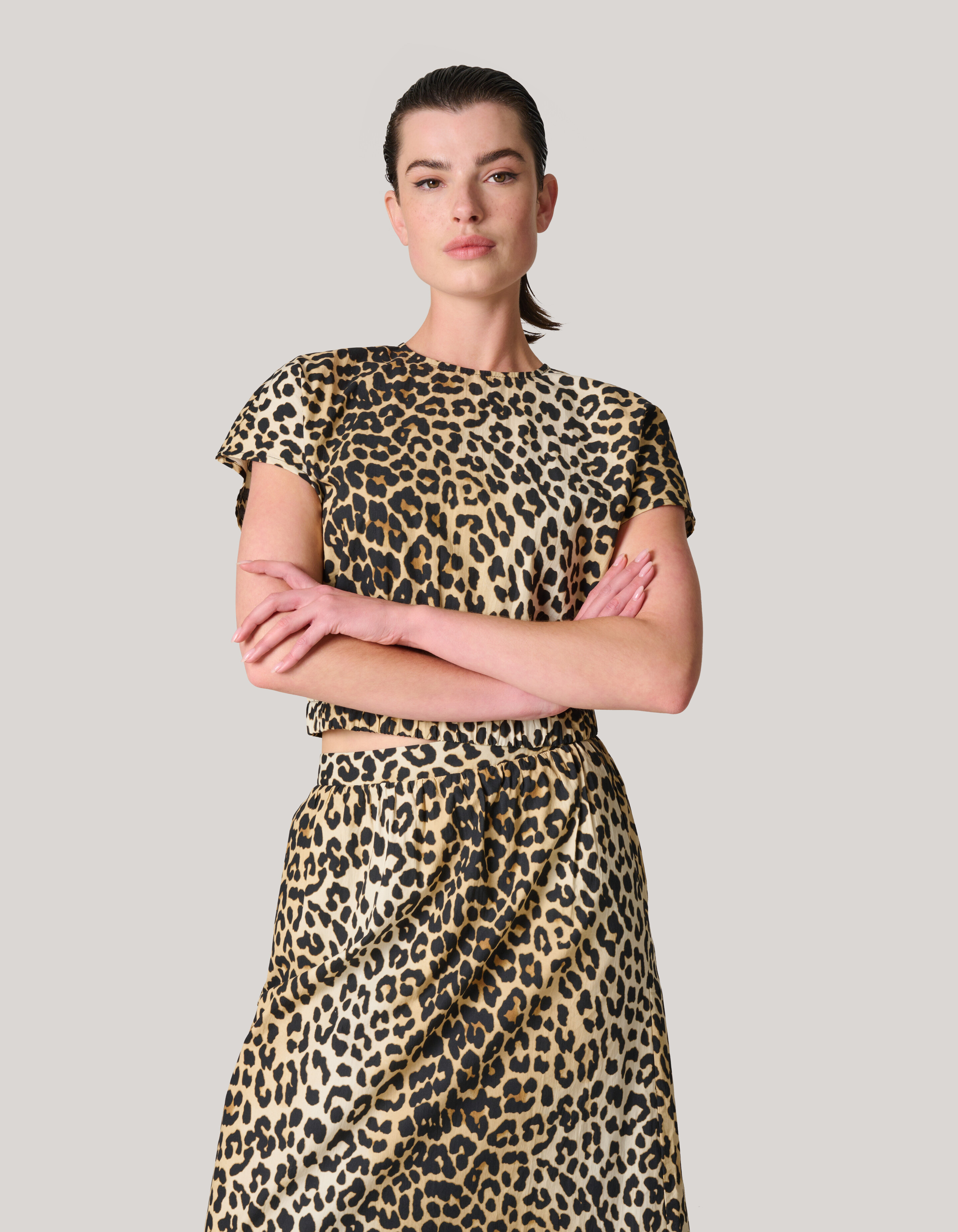 Leopard Popeline Cropped Top SHOEBY WOMEN