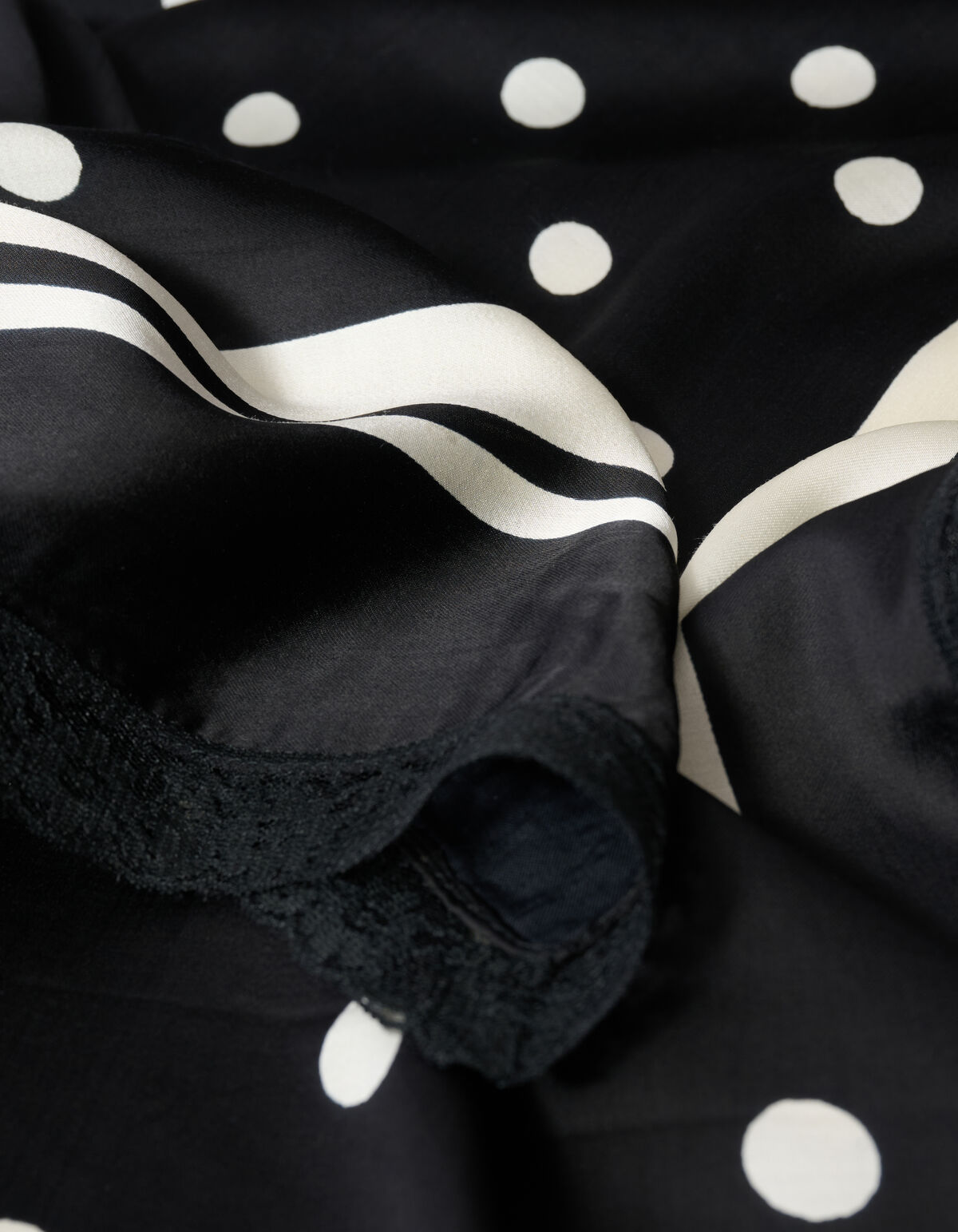 Kanten Polkadot Schal Schwarz/Wei&szlig; SHOEBY ACCESSOIRES