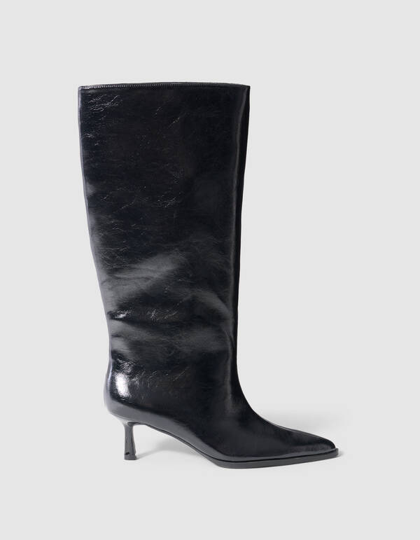Schwarze, hohe Gl&auml;nzende Stiefel SHOEBY SHOES