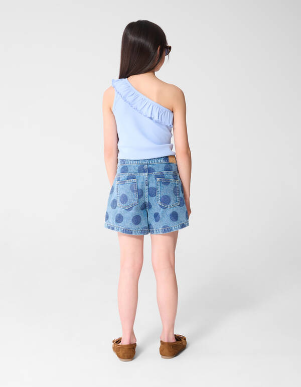 Polkadot Umh&uuml;llungs-Denim-Skort Blau SHOEBY GIRLS