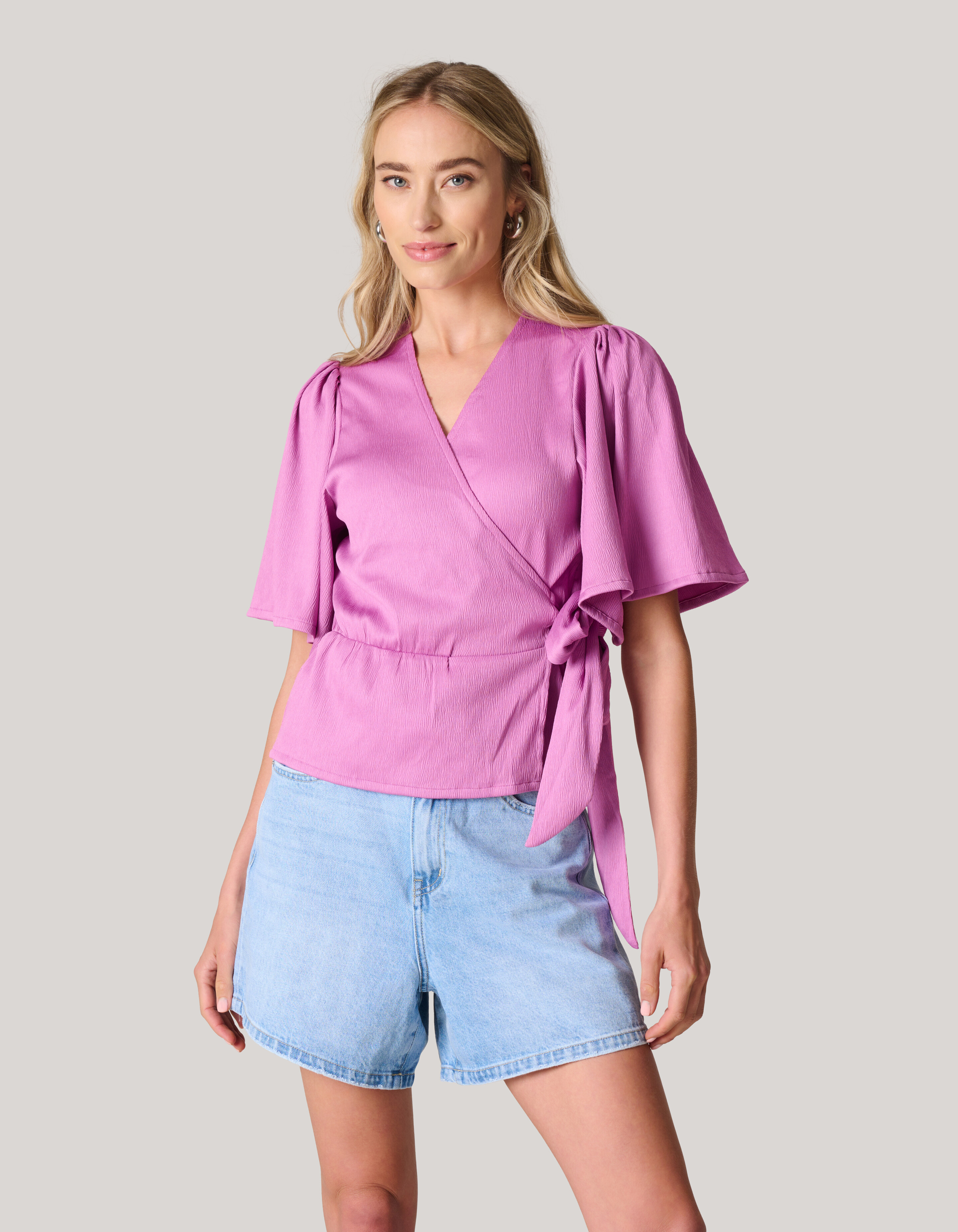 Crinkle Wrap Top Rosa SHOEBY WOMEN