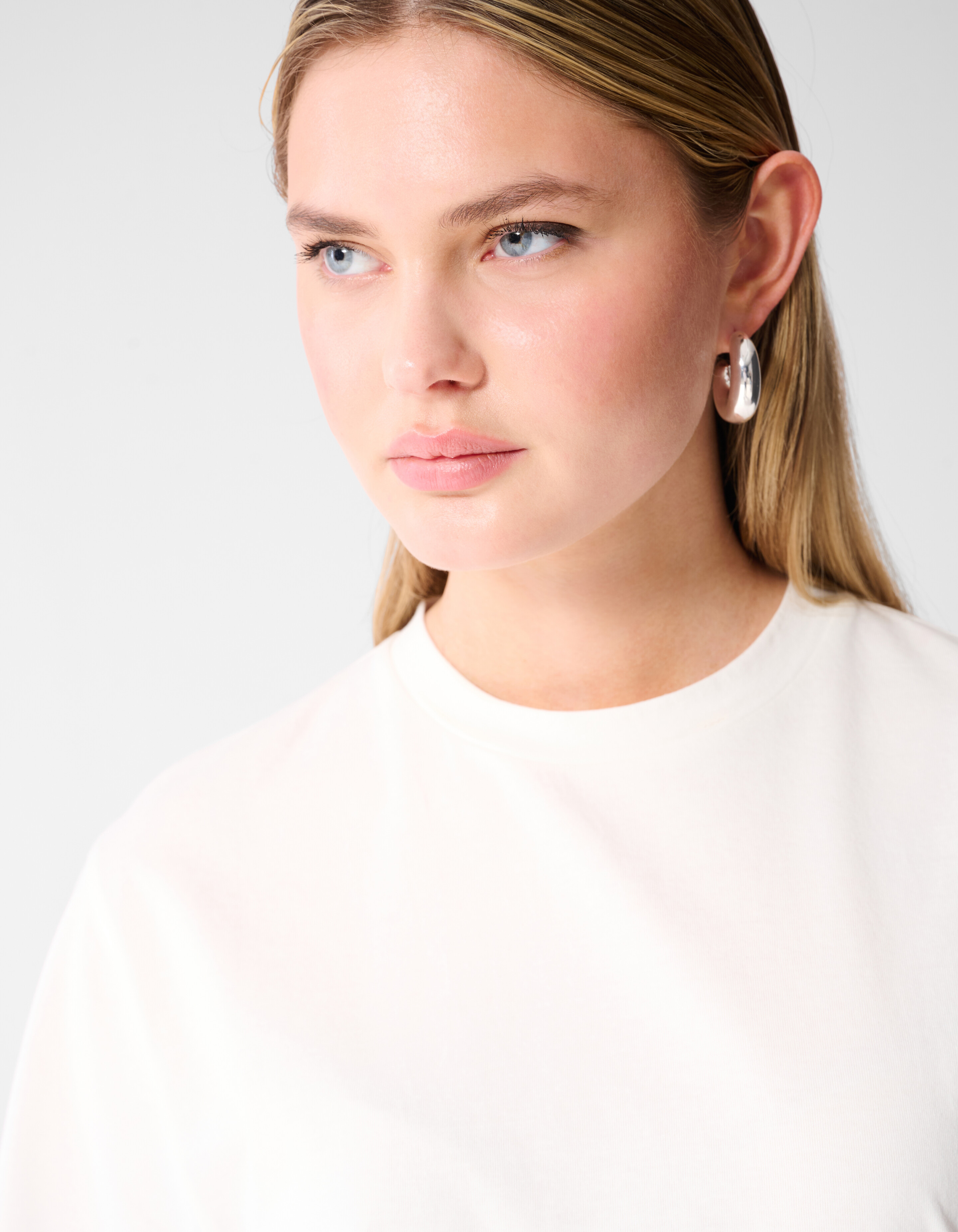 Kanten Satin T-Shirt Wei&szlig; SHOEBY WOMEN